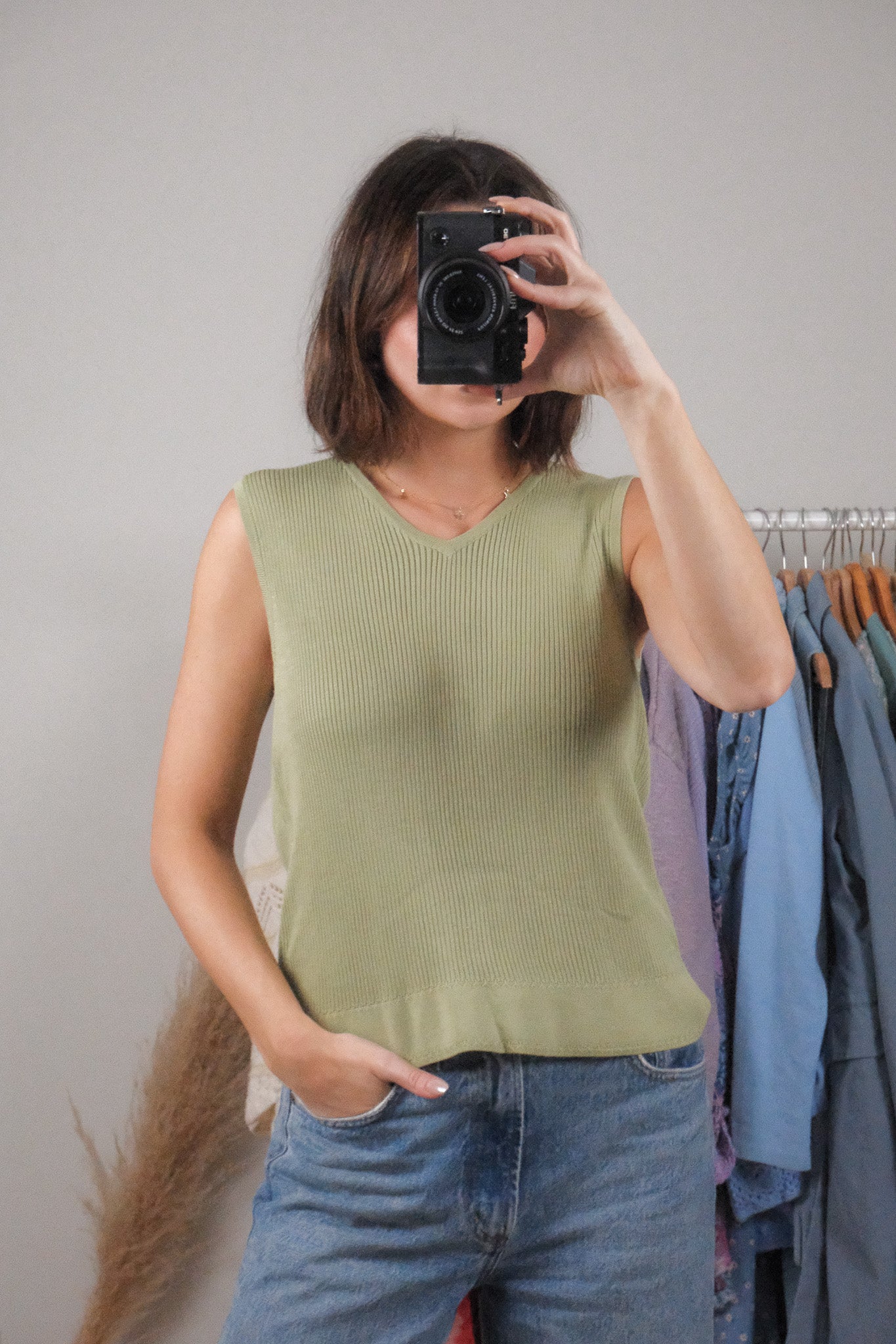 Vintage x 100% Silk Ribbed Tank (M/L)