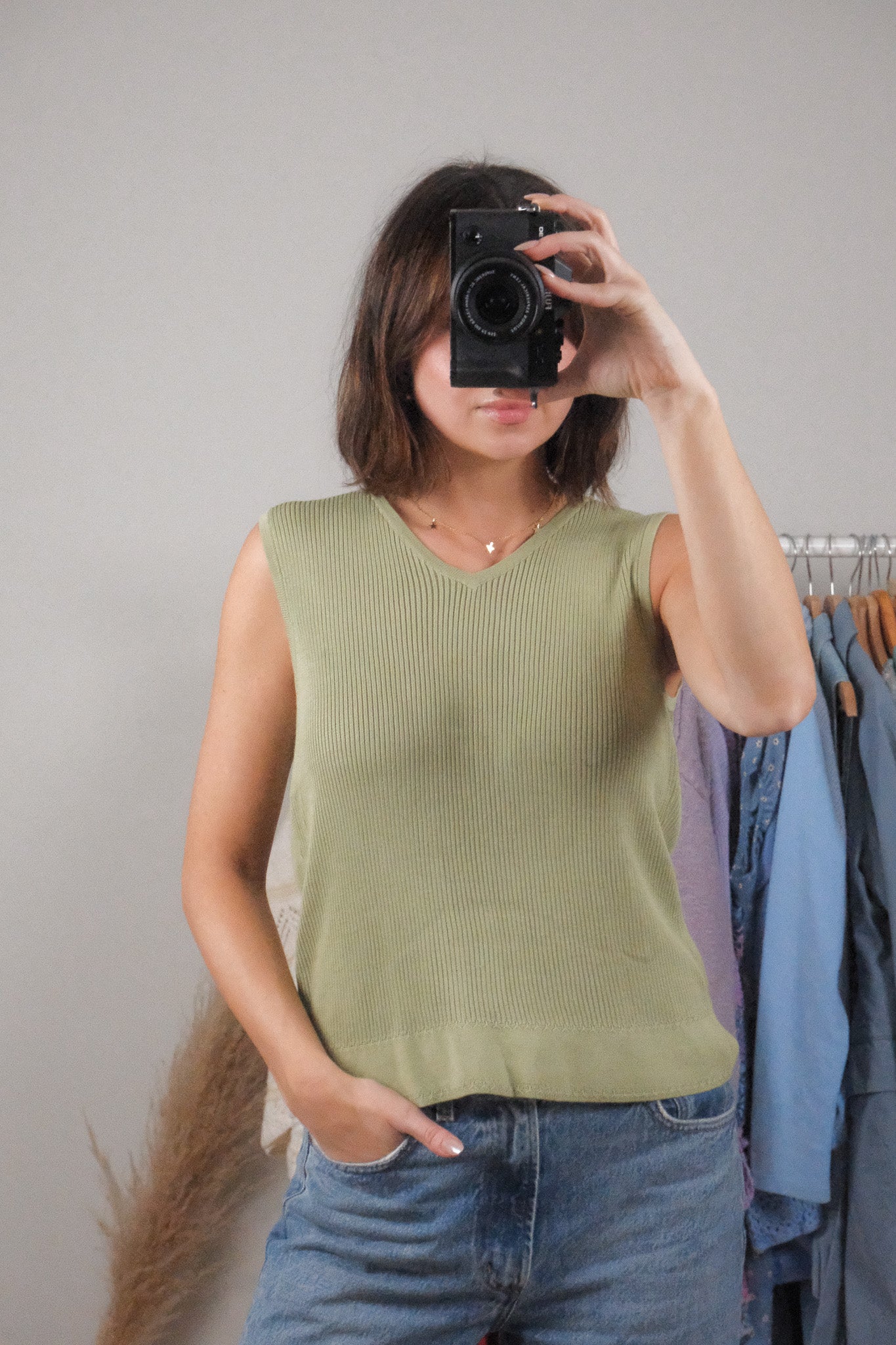Vintage x 100% Silk Ribbed Tank (M/L)