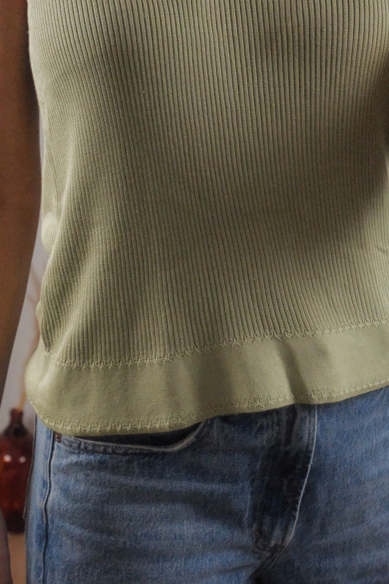 Vintage x 100% Silk Ribbed Tank (M/L)