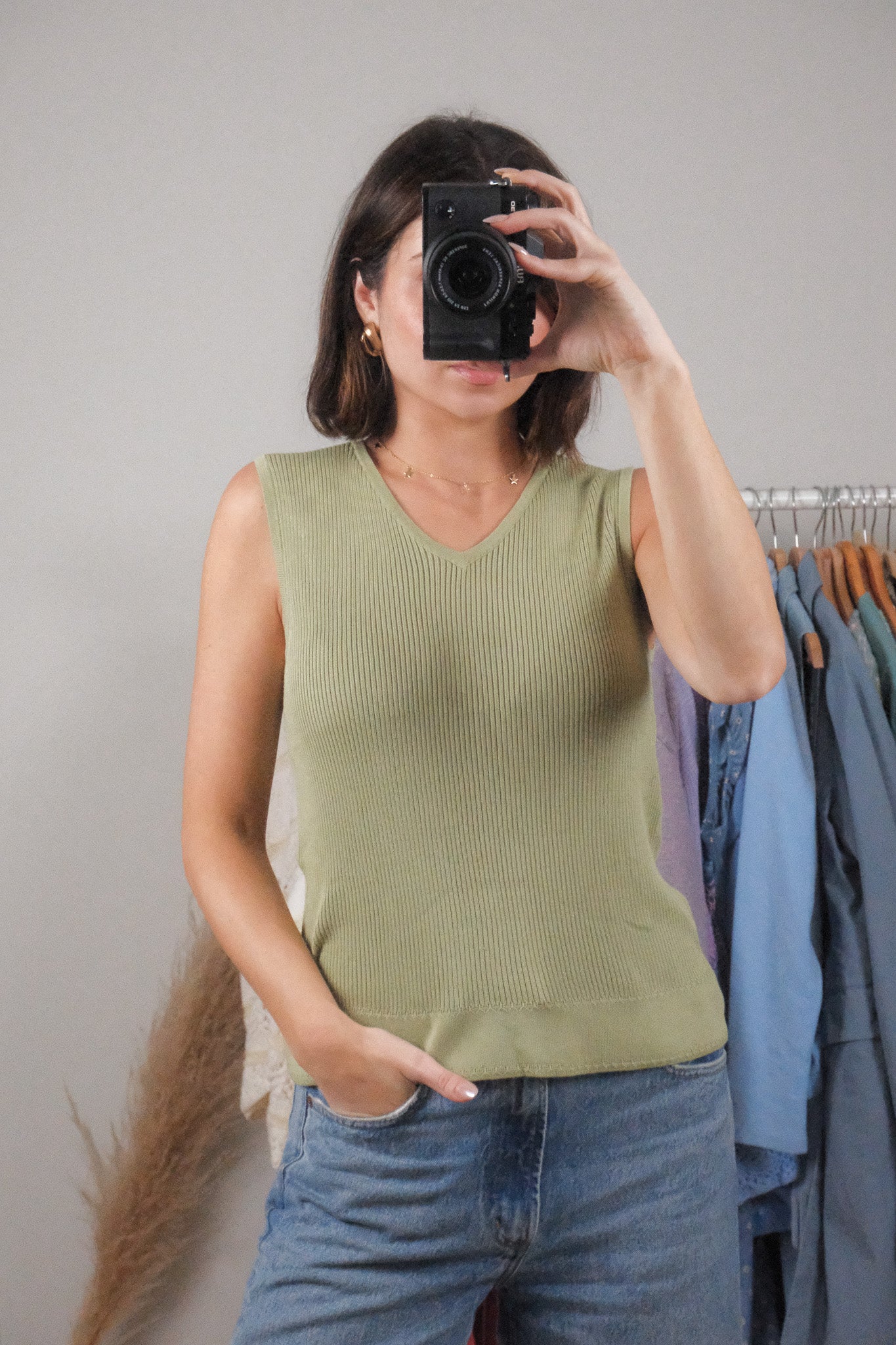 Vintage x 100% Silk Ribbed Tank (M/L)