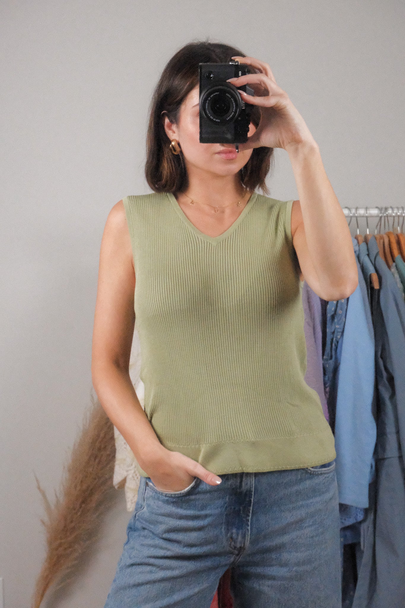 Vintage x 100% Silk Ribbed Tank (M/L)