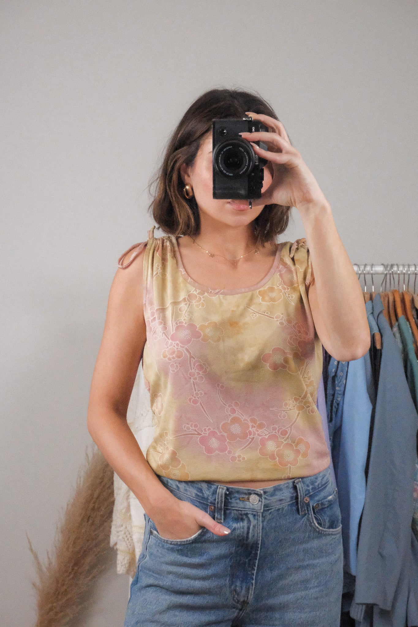 Made in Canada x Vintage x Floral Tie Dye Tank (L)