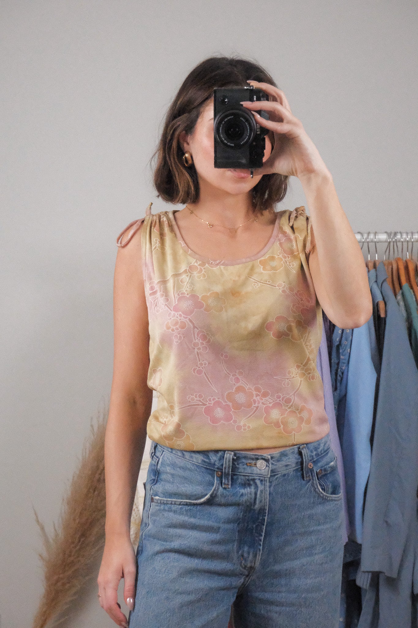 Made in Canada x Vintage x Floral Tie Dye Tank (L)