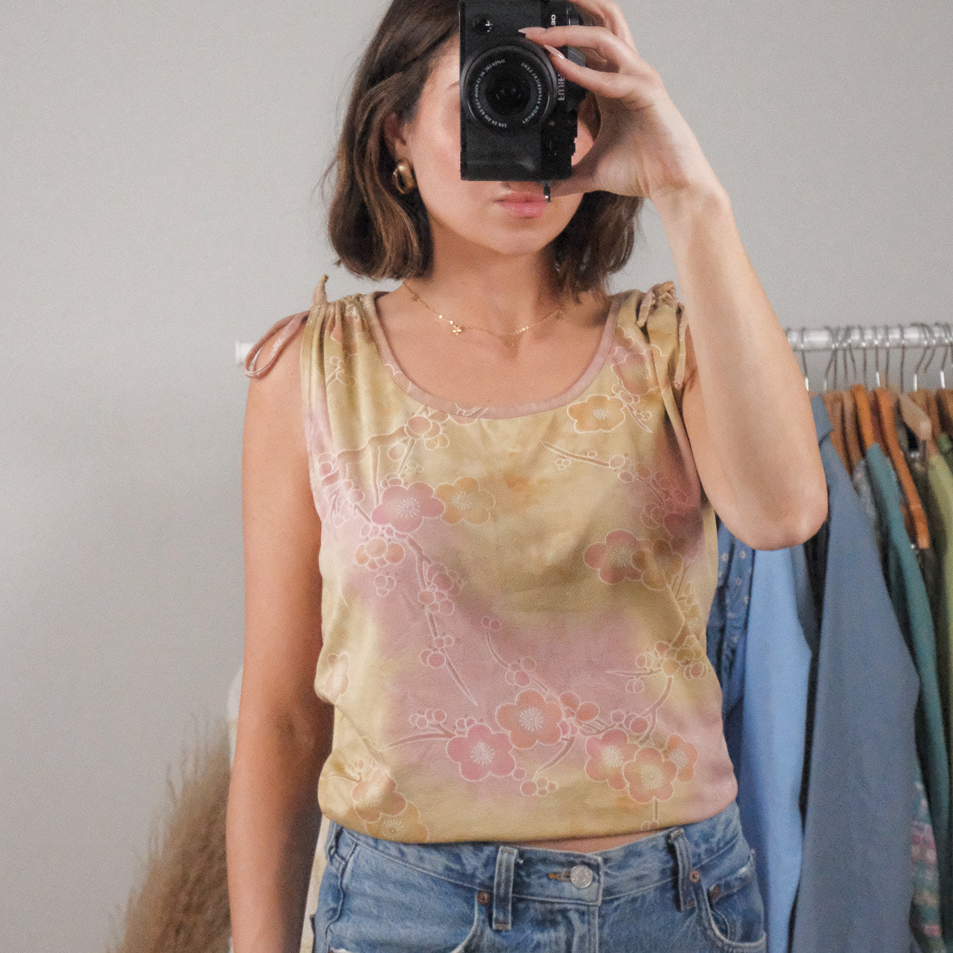 Made in Canada x Vintage x Floral Tie Dye Tank (L)
