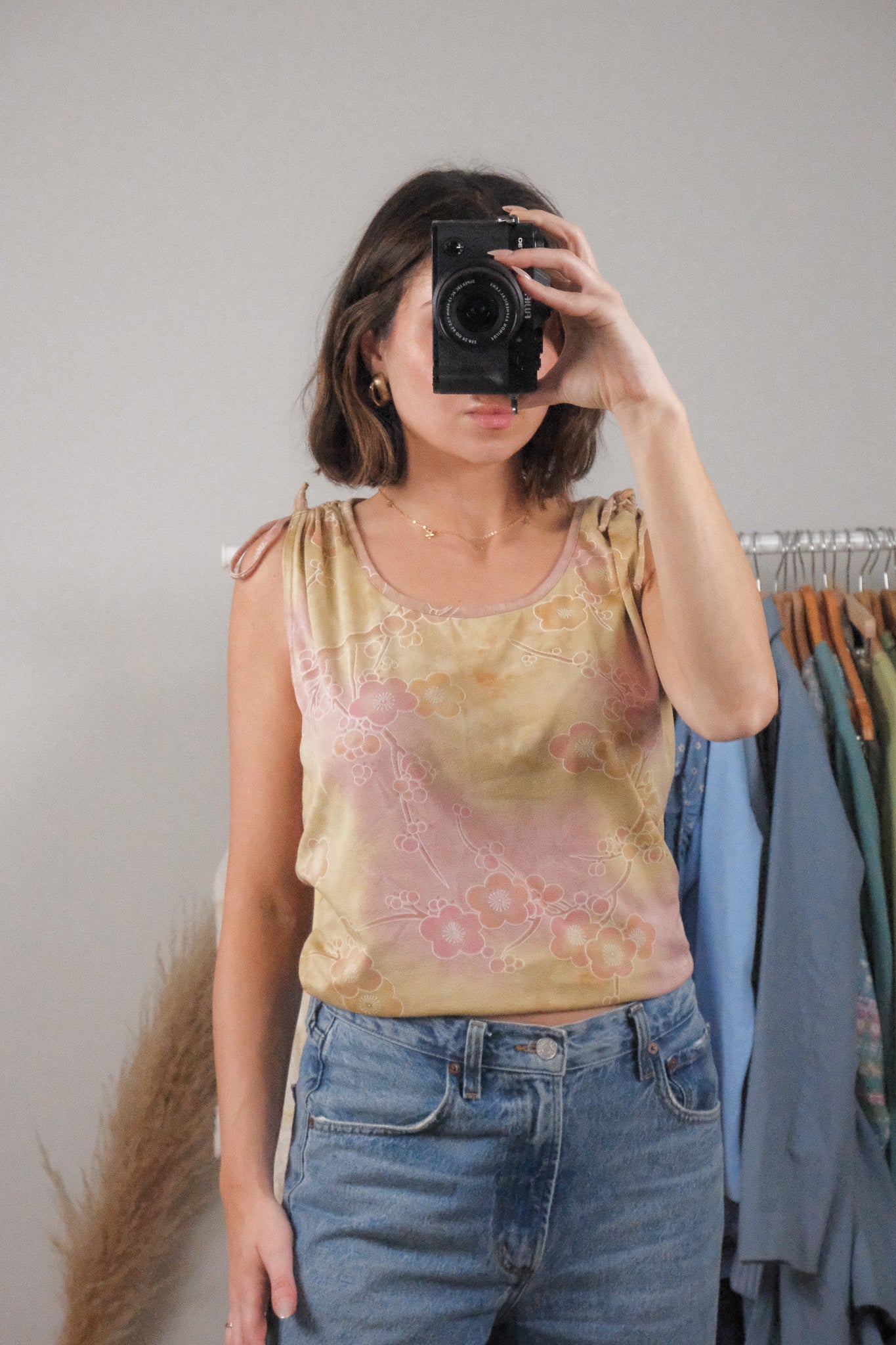 Made in Canada x Vintage x Floral Tie Dye Tank (L)