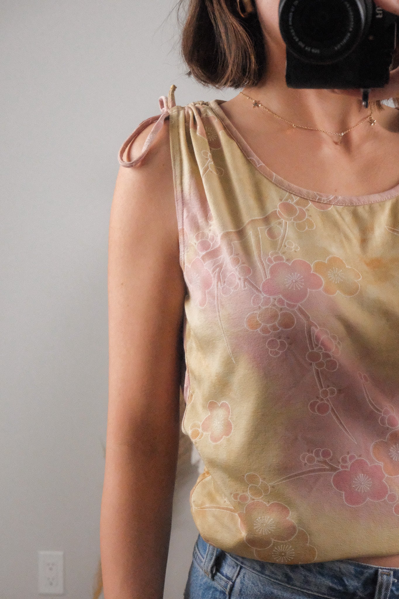 Made in Canada x Vintage x Floral Tie Dye Tank (L)