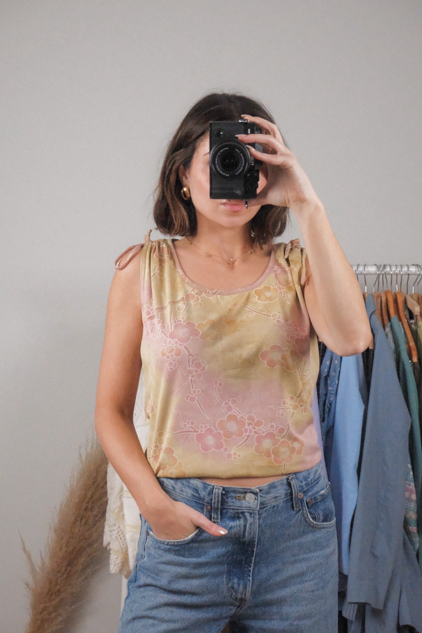 Made in Canada x Vintage x Floral Tie Dye Tank (L)