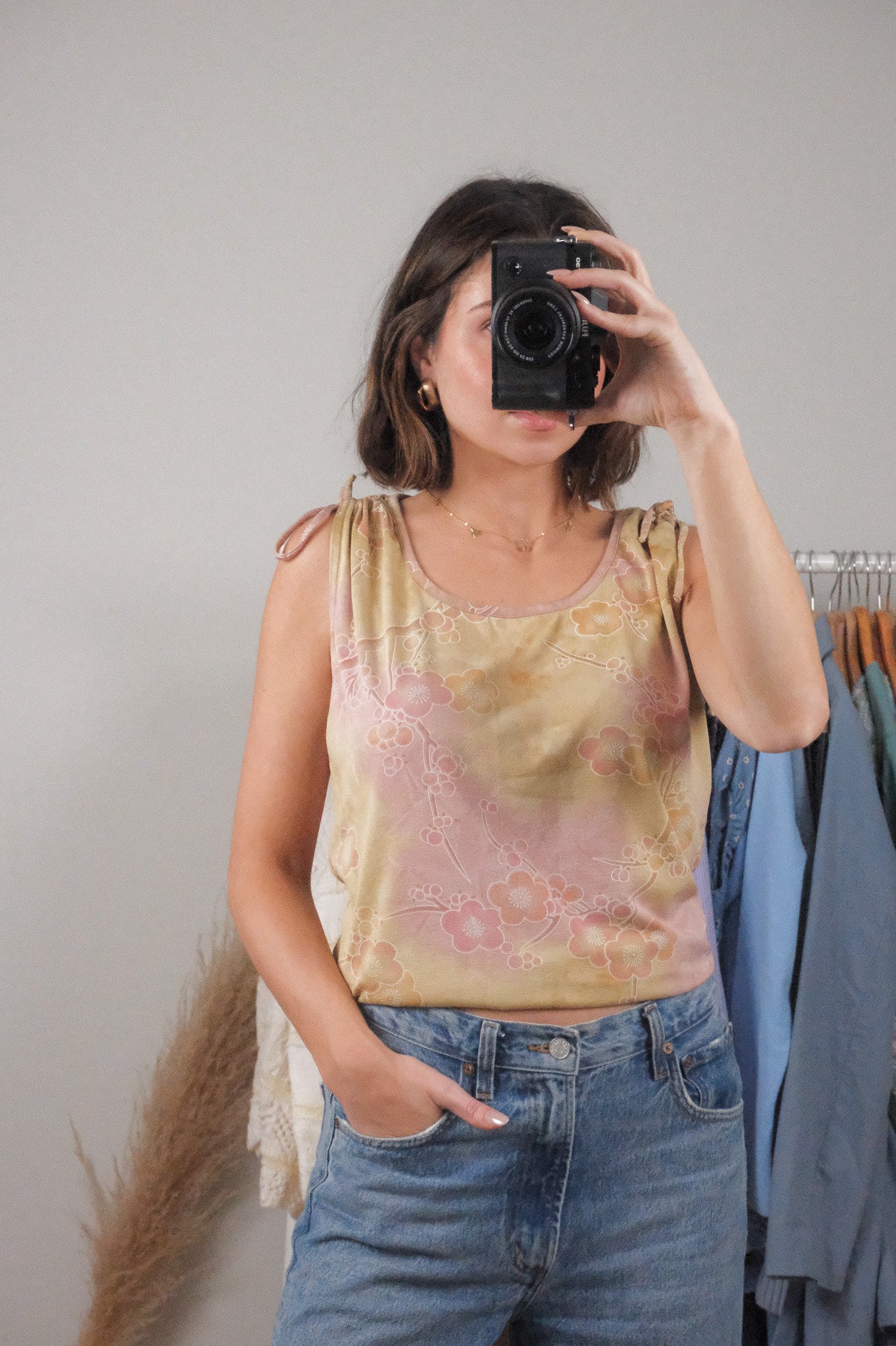 Made in Canada x Vintage x Floral Tie Dye Tank (L)