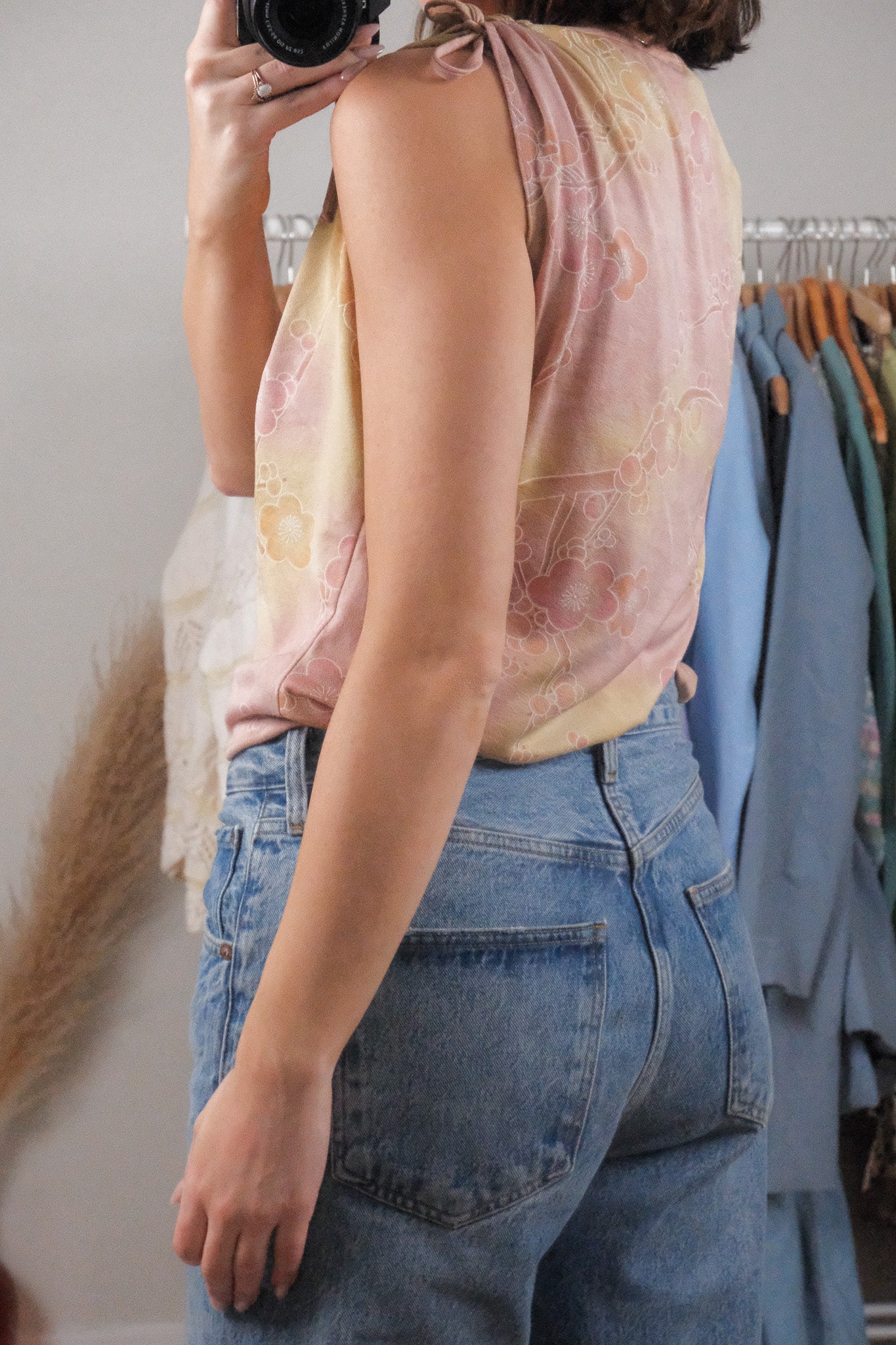 Made in Canada x Vintage x Floral Tie Dye Tank (L)