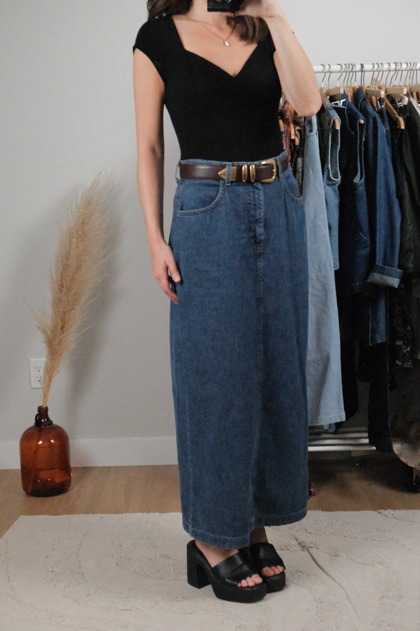 Made in Canada x Vintage x Denim Maxi Skirt (8/10)
