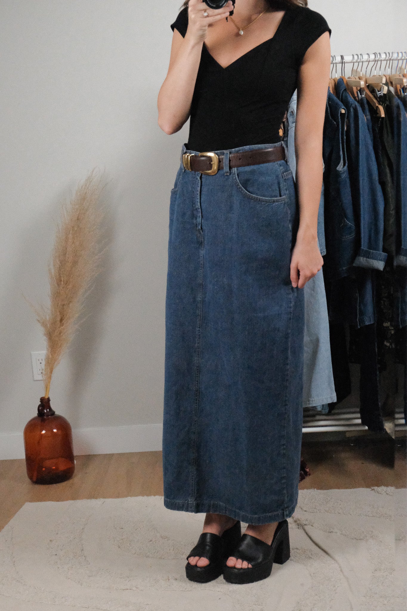 Made in Canada x Vintage x Denim Maxi Skirt (8/10)