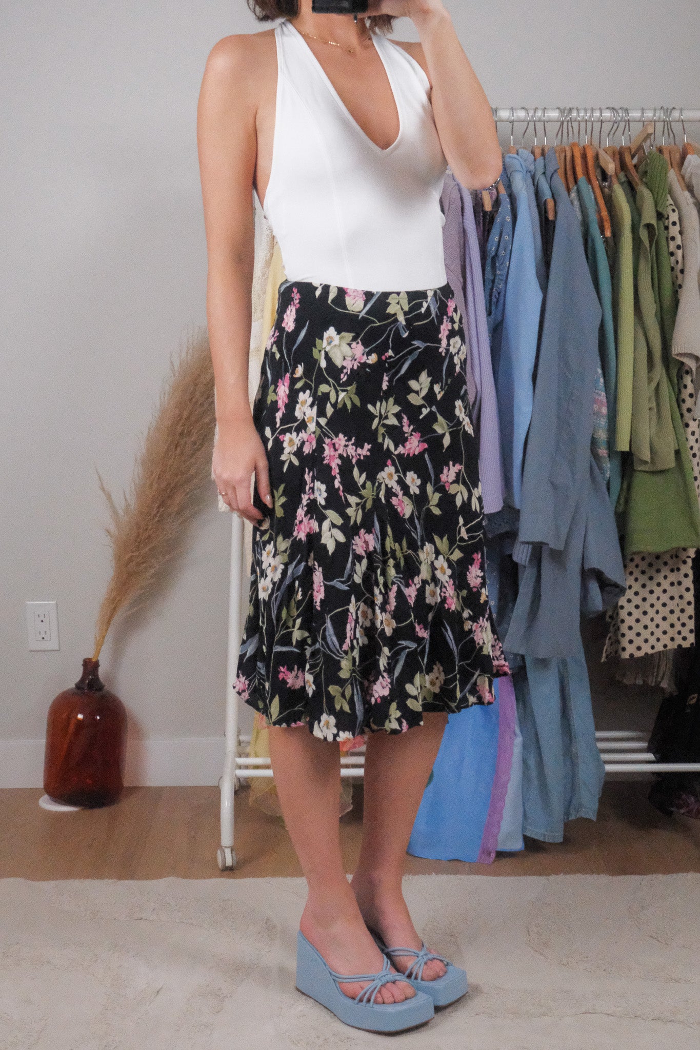 Vintage x Floral Midi Skirt (S)