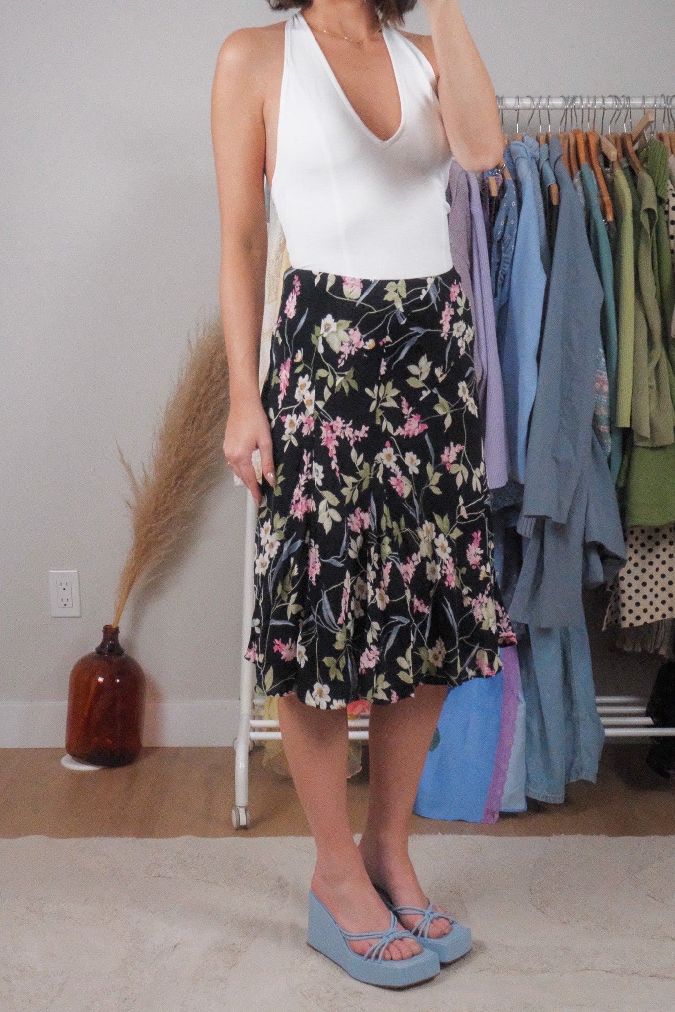 Vintage x Floral Midi Skirt (S)