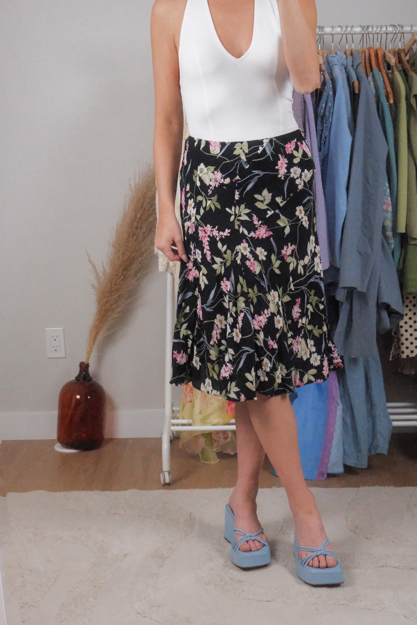 Vintage x Floral Midi Skirt (S)