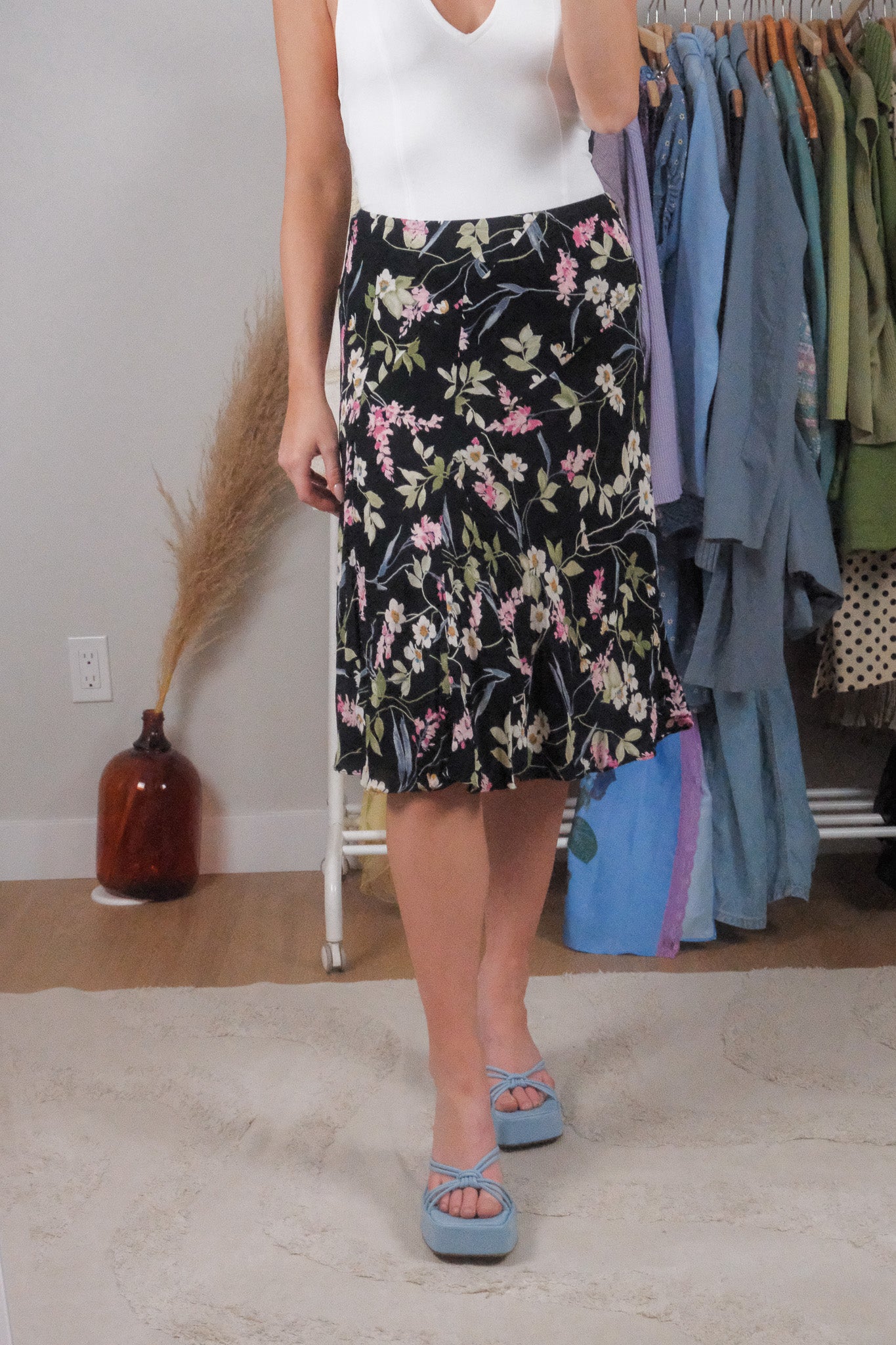 Vintage x Floral Midi Skirt (S)