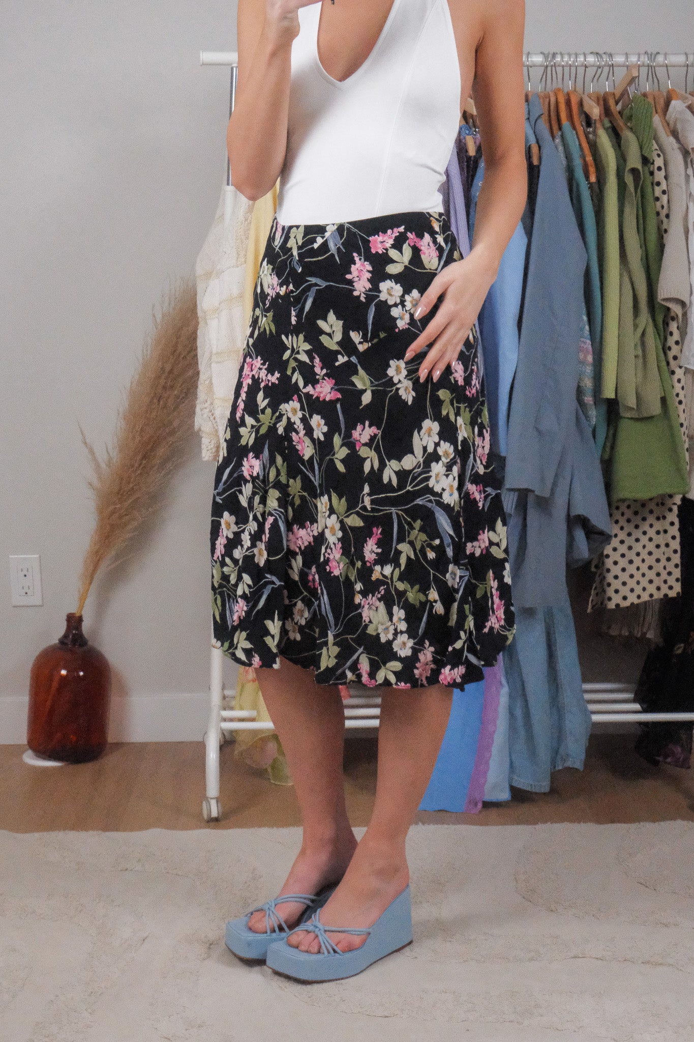 Vintage x Floral Midi Skirt (S)