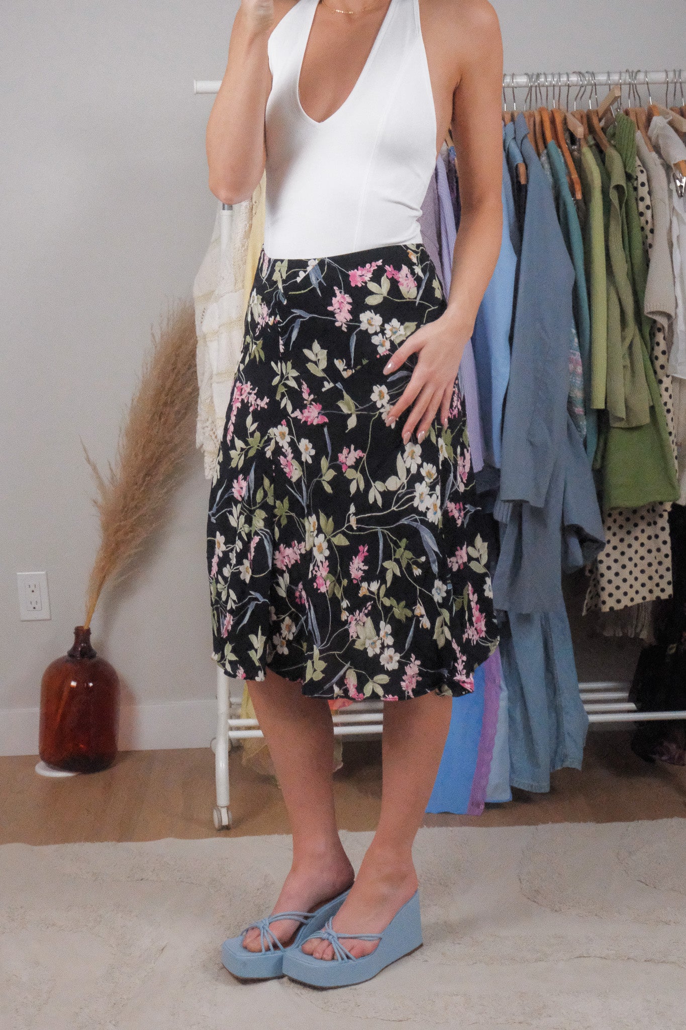 Vintage x Floral Midi Skirt (S)