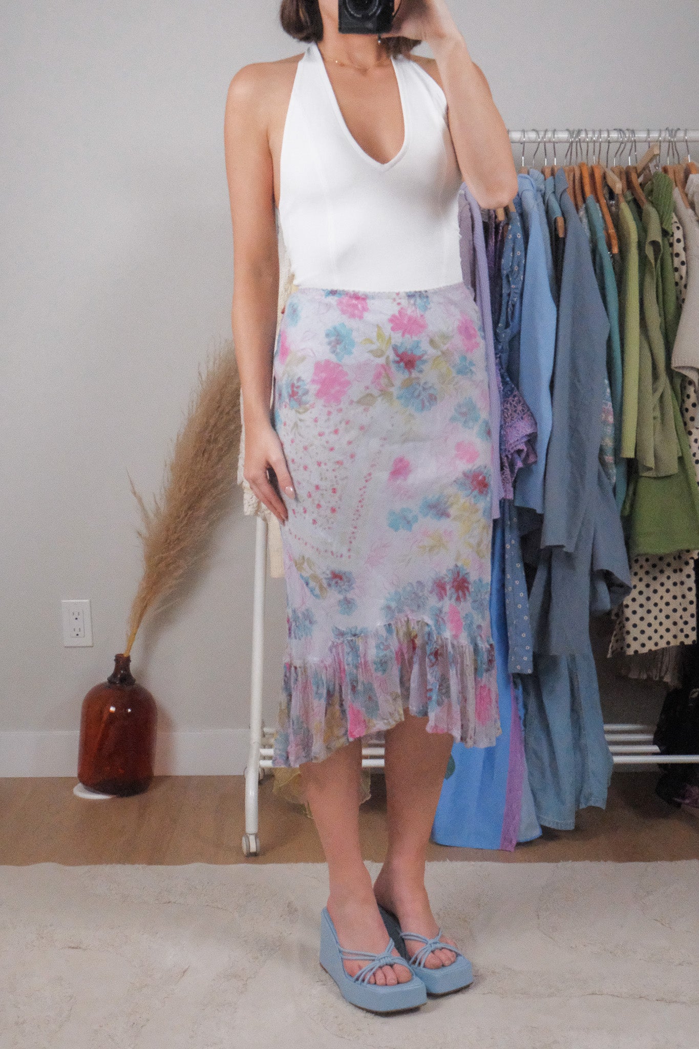 Vintage x Floral Midi Skirt (L)