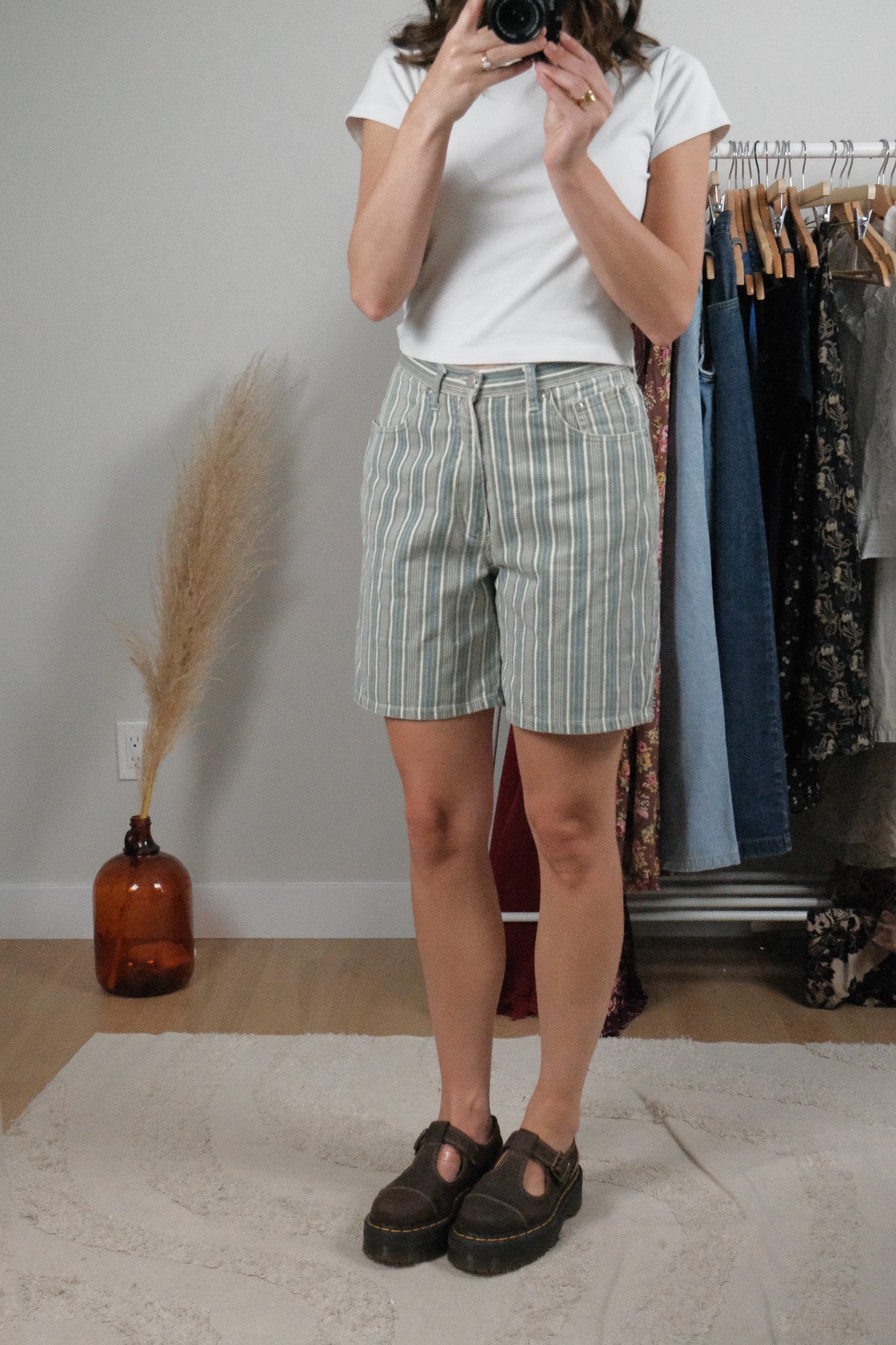 Vintage x Pinstriped Cotton Shorts (6)