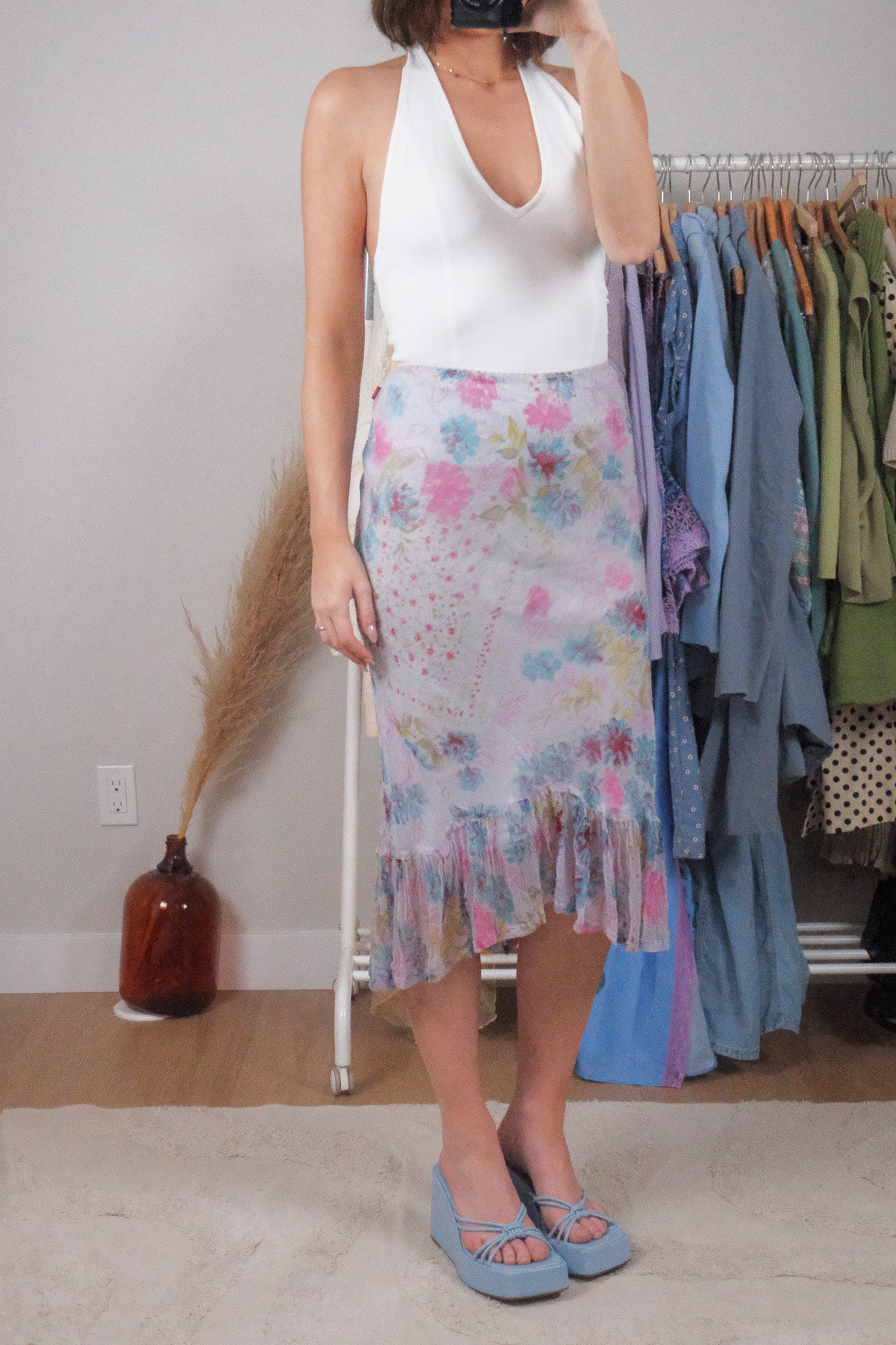 Vintage x Floral Midi Skirt (L)