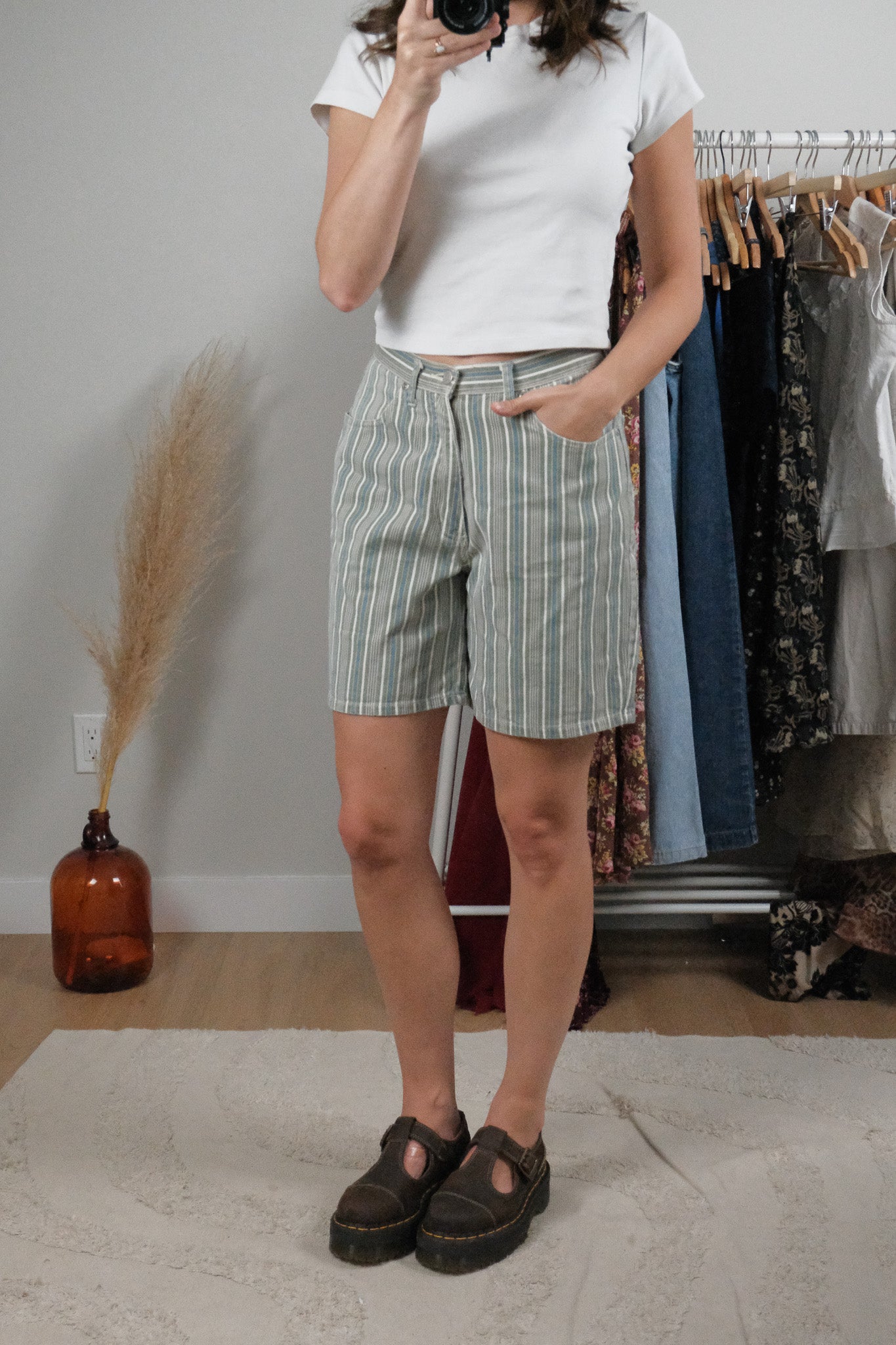Vintage x Pinstriped Cotton Shorts (6)