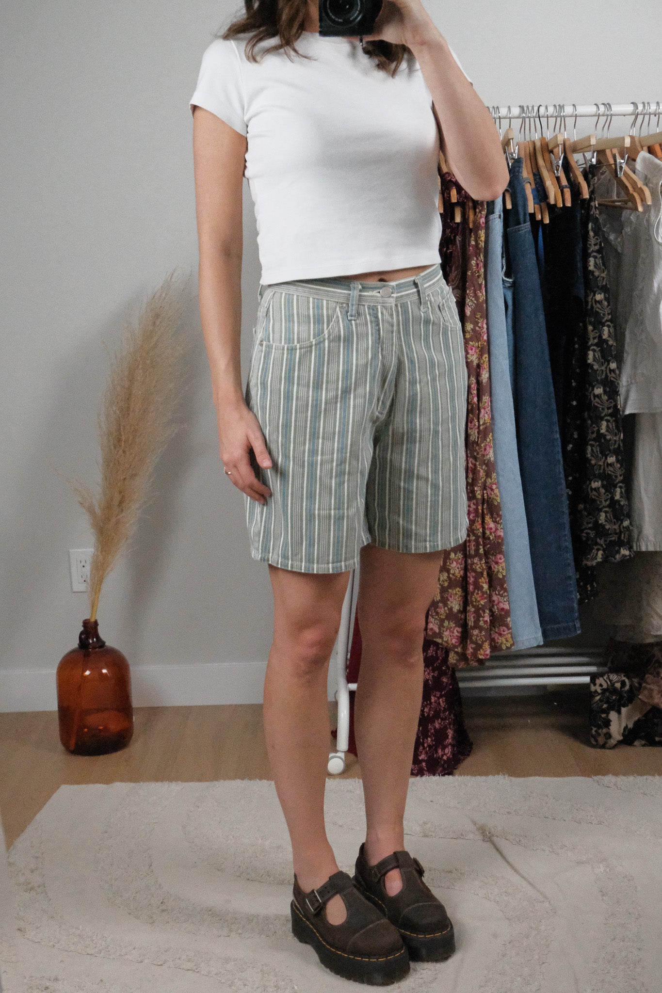 Vintage x Pinstriped Cotton Shorts (6)