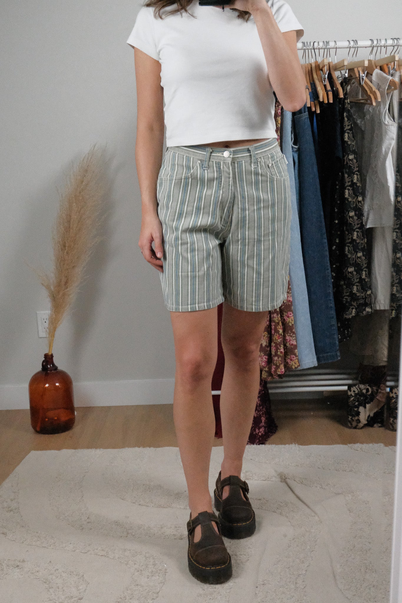 Vintage x Pinstriped Cotton Shorts (6)