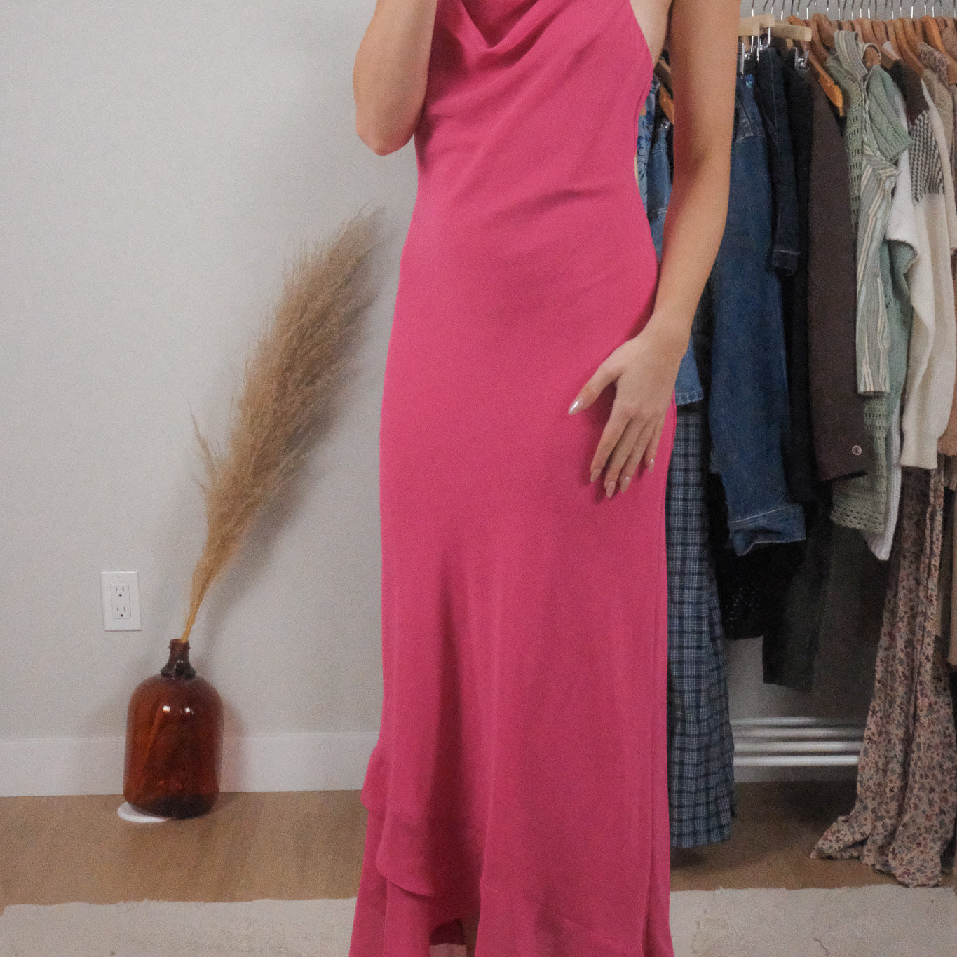 Made in USA x Vintage x Cowl Neck Maxi Dress (M)