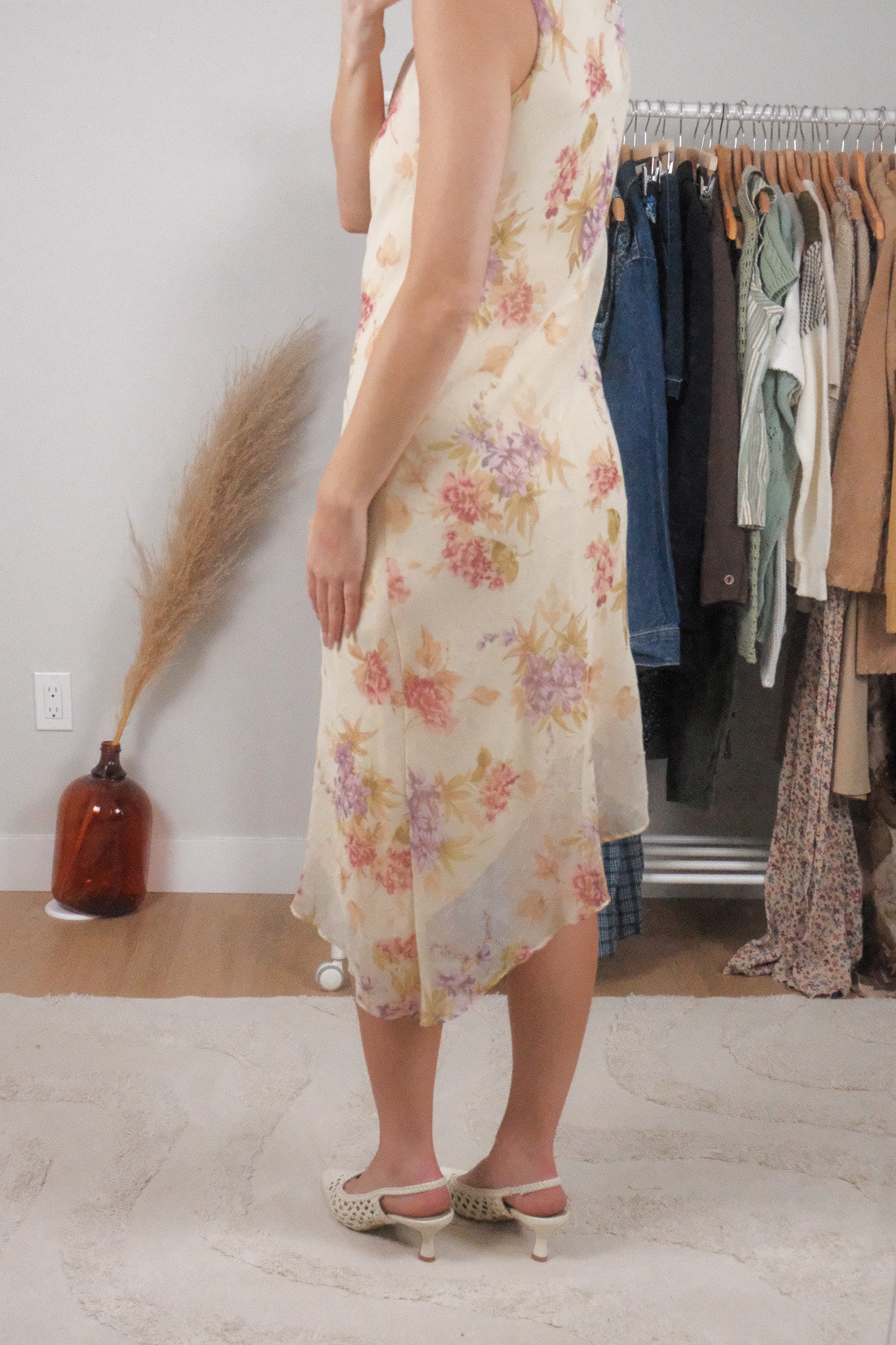 Made in USA x Vintage x Cowl Neck Floral Midi Dress (4/6)