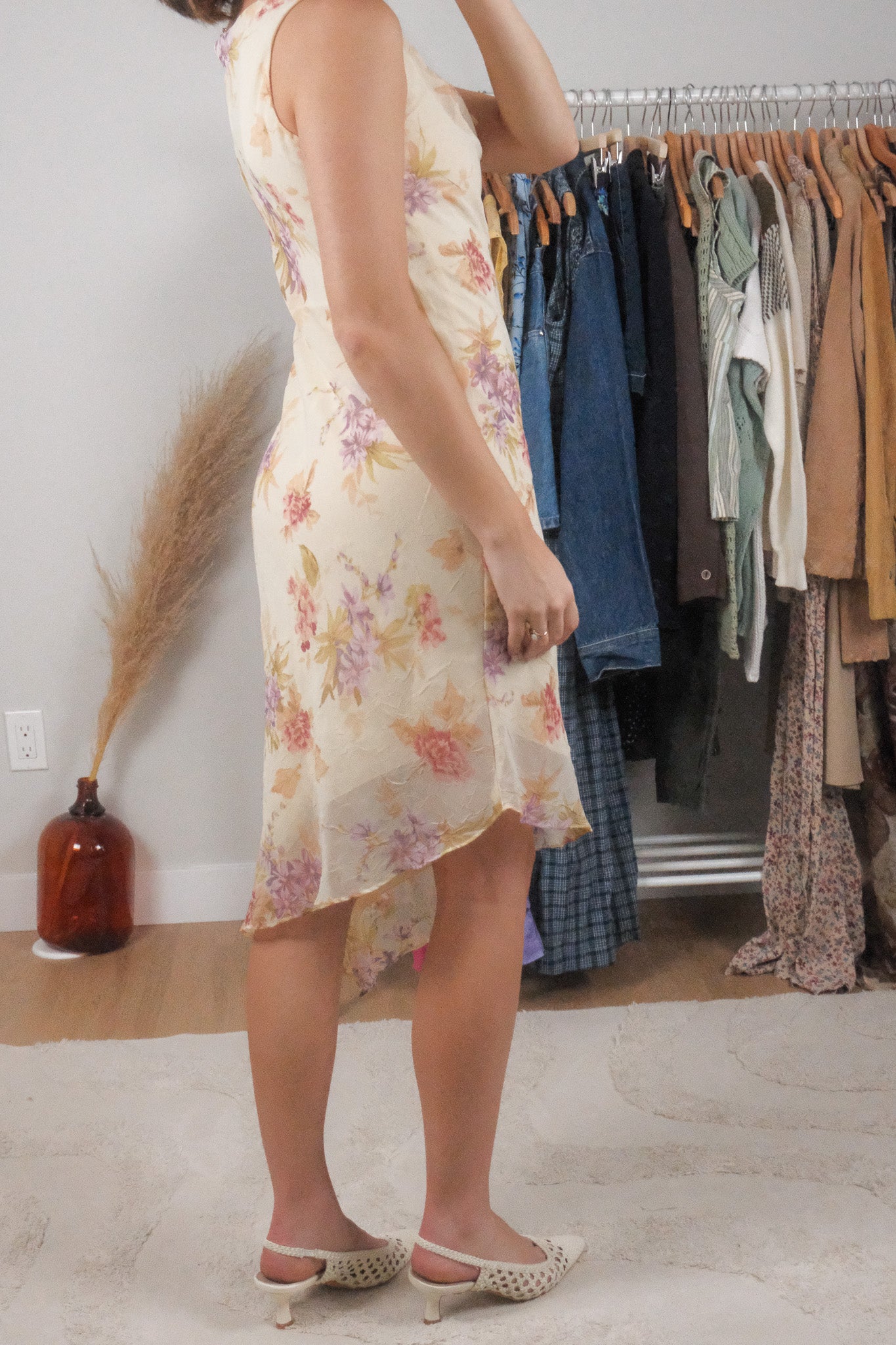 Made in USA x Vintage x Cowl Neck Floral Midi Dress (4/6)