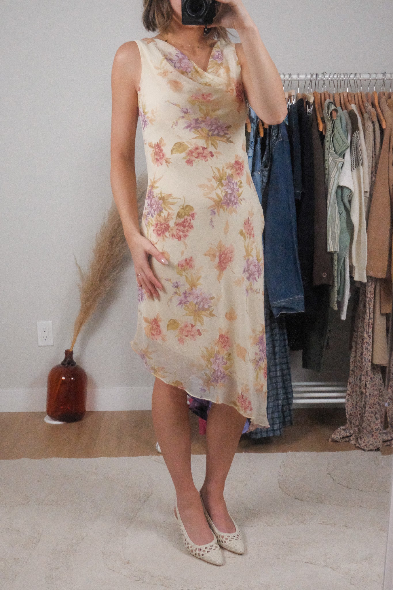 Made in USA x Vintage x Cowl Neck Floral Midi Dress (4/6)