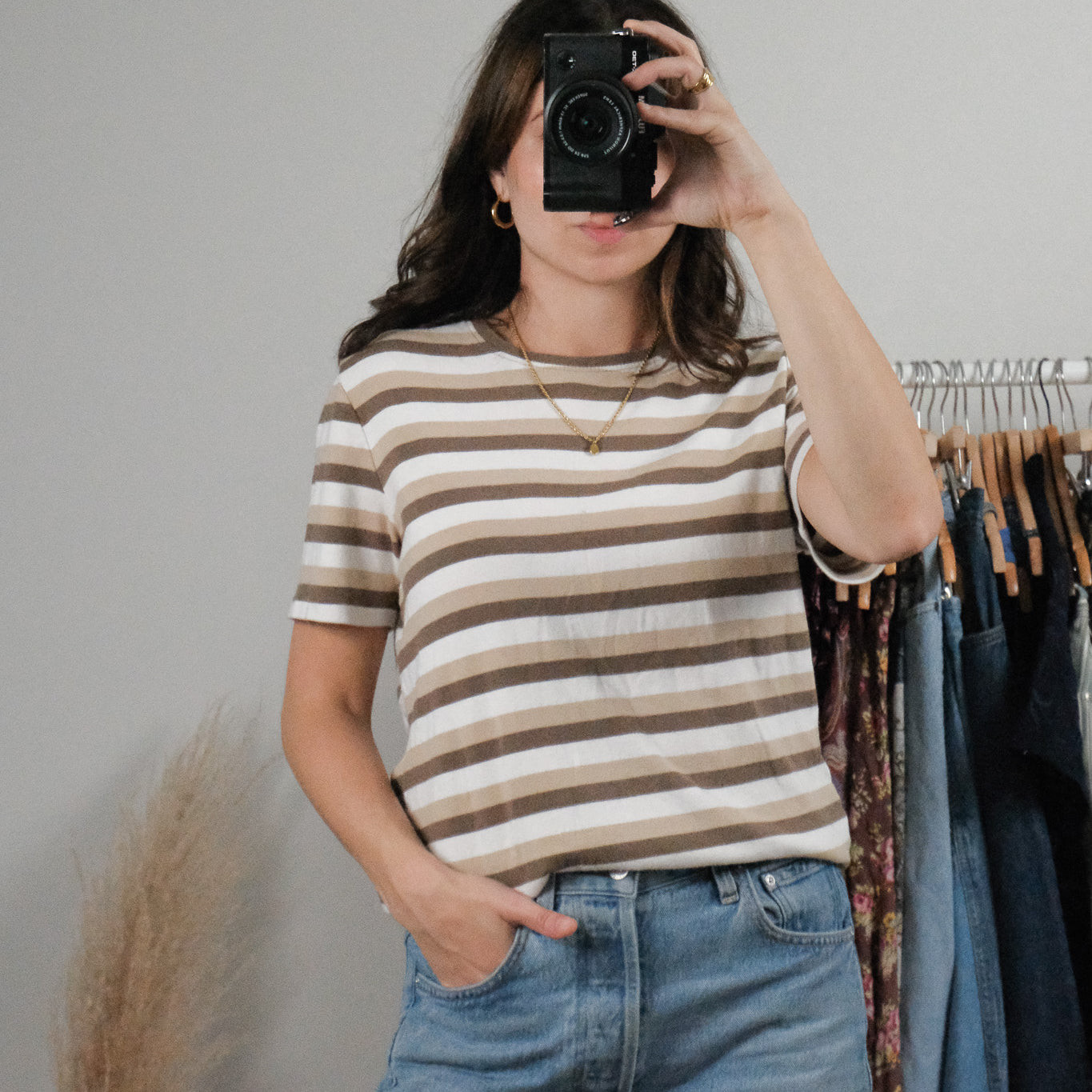 Vintage x Cotton Striped T-Shirt (L)