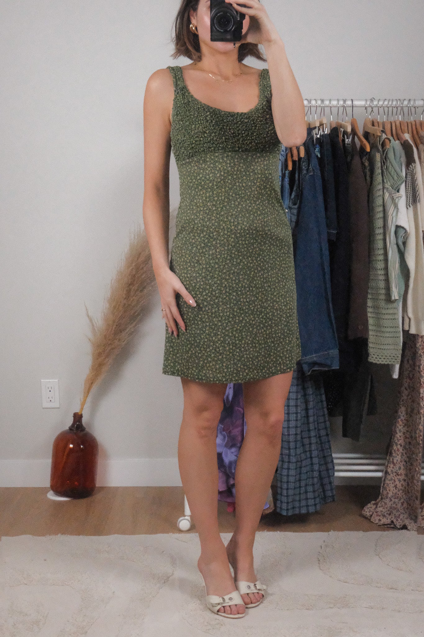 Made in USA x Vintage x Floral Midi Dress (S/M)