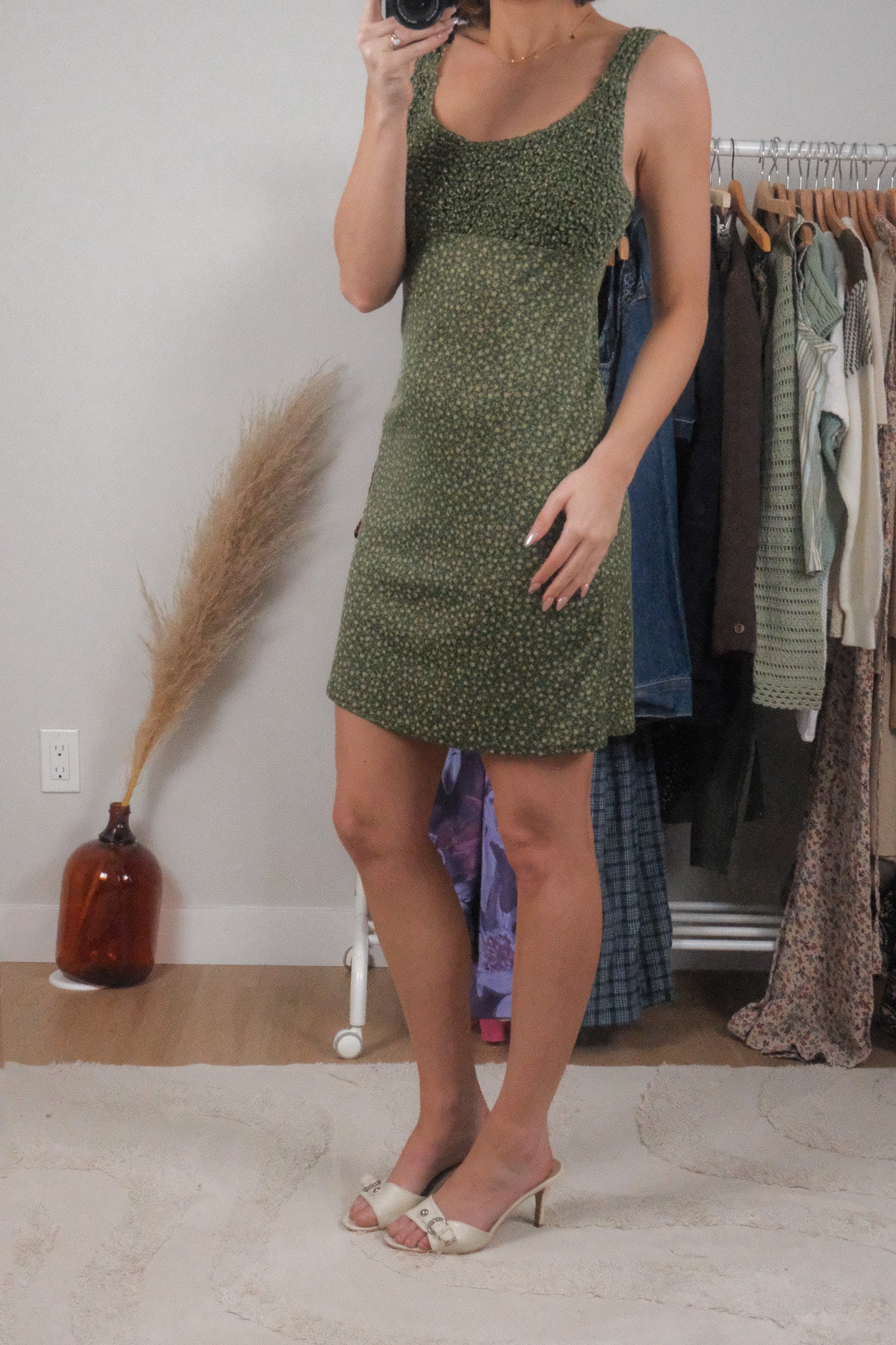 Made in USA x Vintage x Floral Midi Dress (S/M)