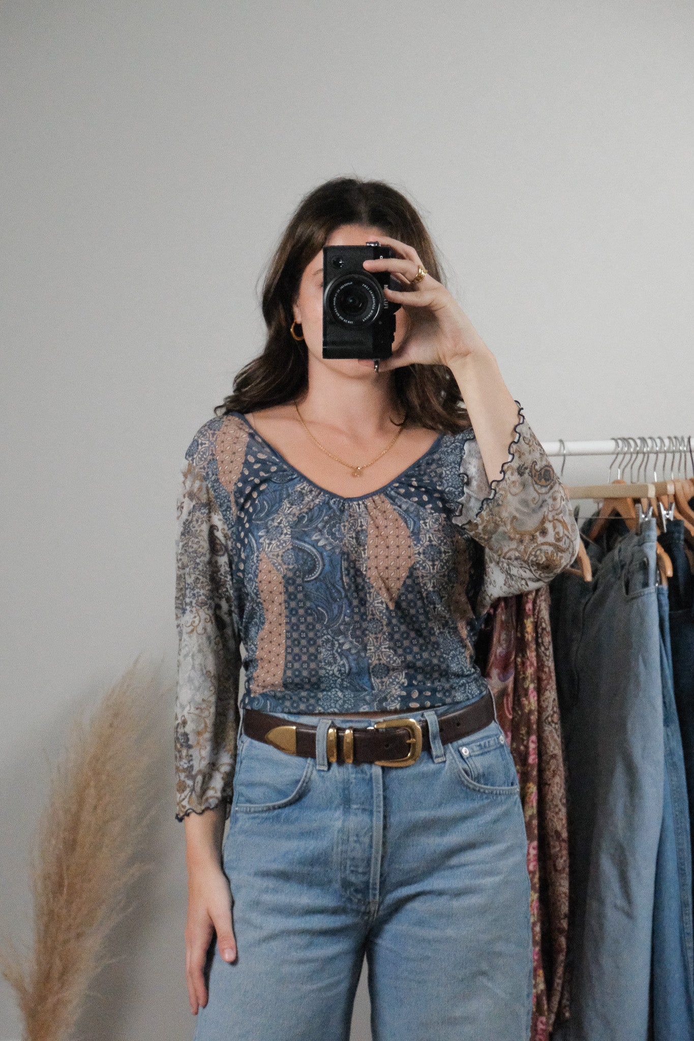 Made in Canada x Vintage x Patterned Blouse (L)