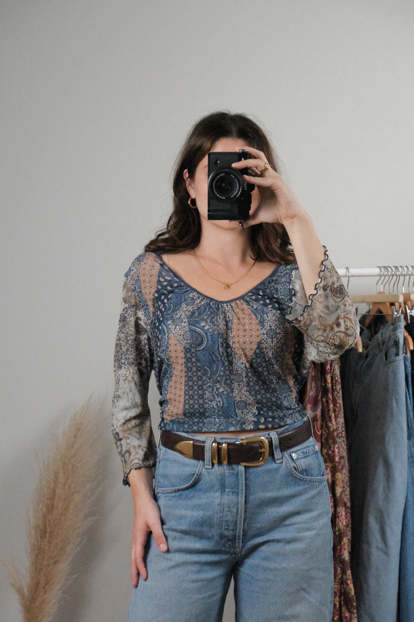 Made in Canada x Vintage x Patterned Blouse (L)