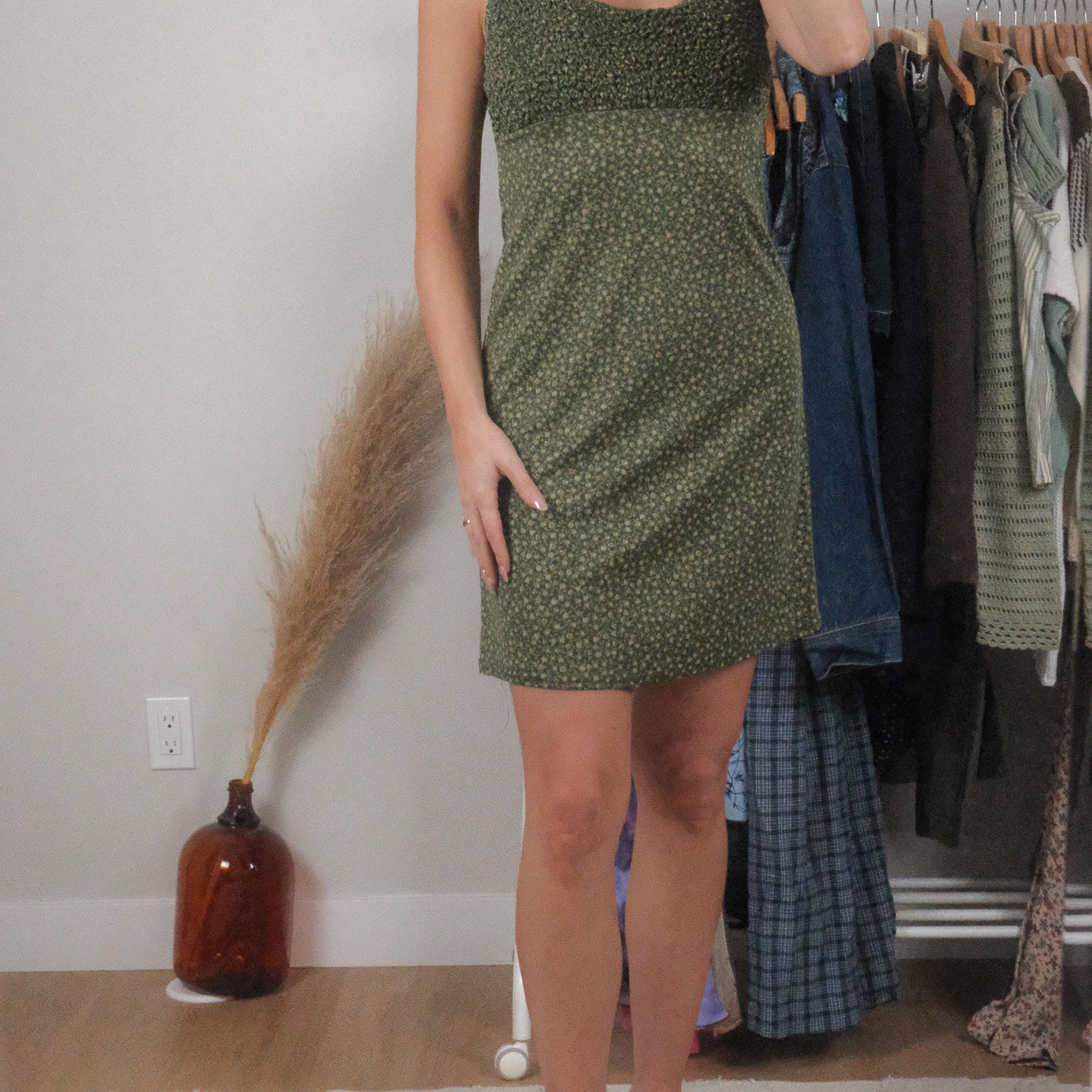 Made in USA x Vintage x Floral Midi Dress (S/M)