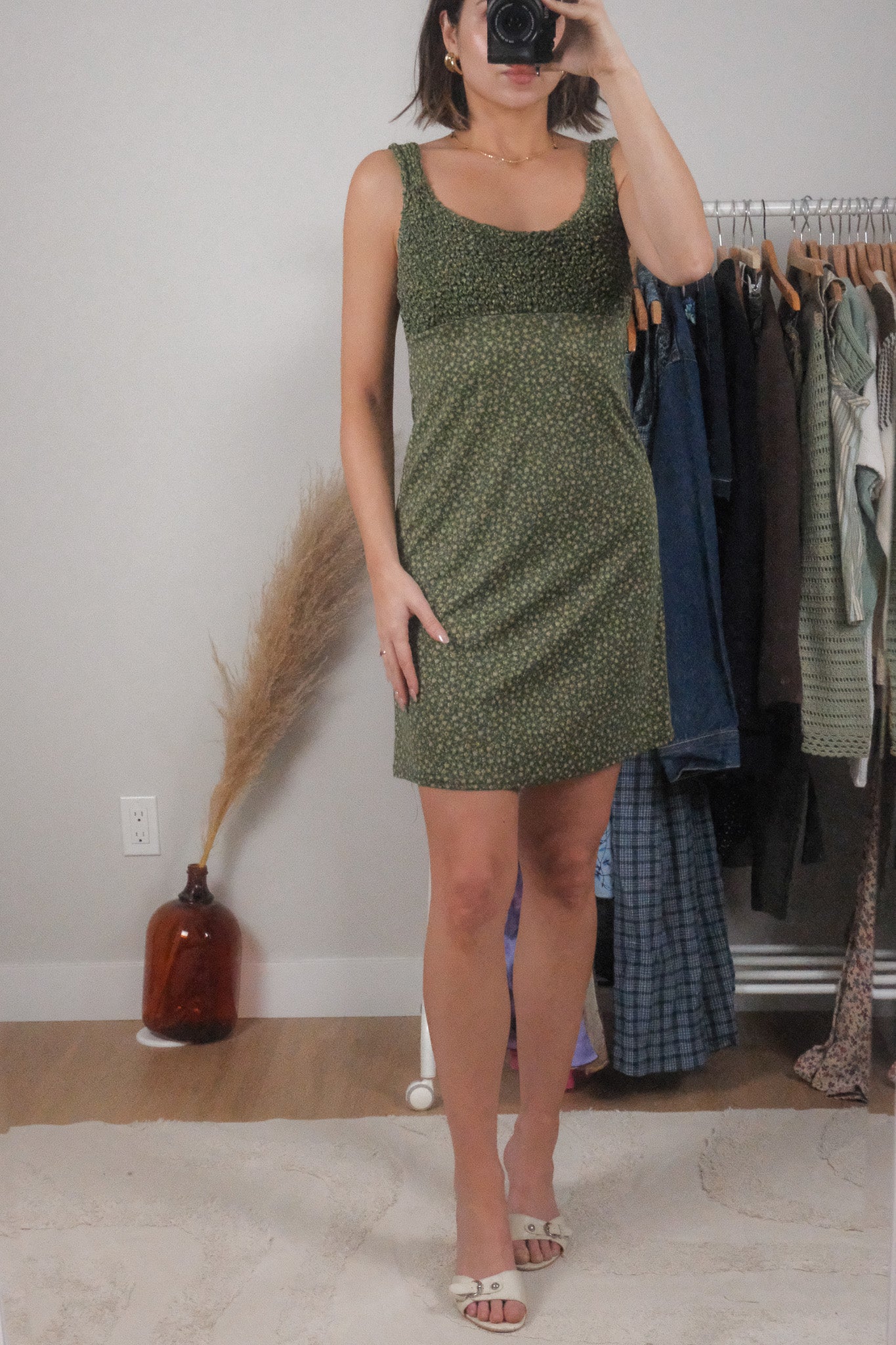Made in USA x Vintage x Floral Midi Dress (S/M)