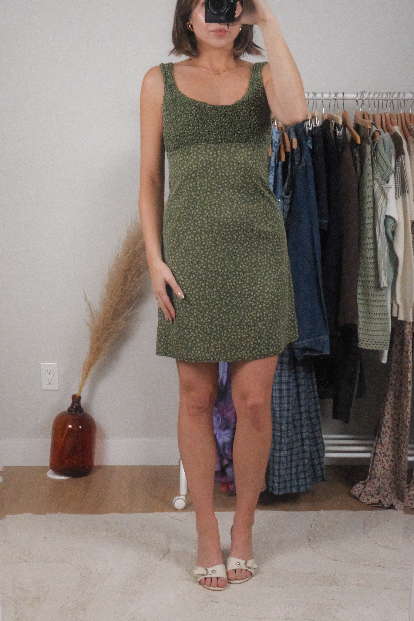 Made in USA x Vintage x Floral Midi Dress (S/M)