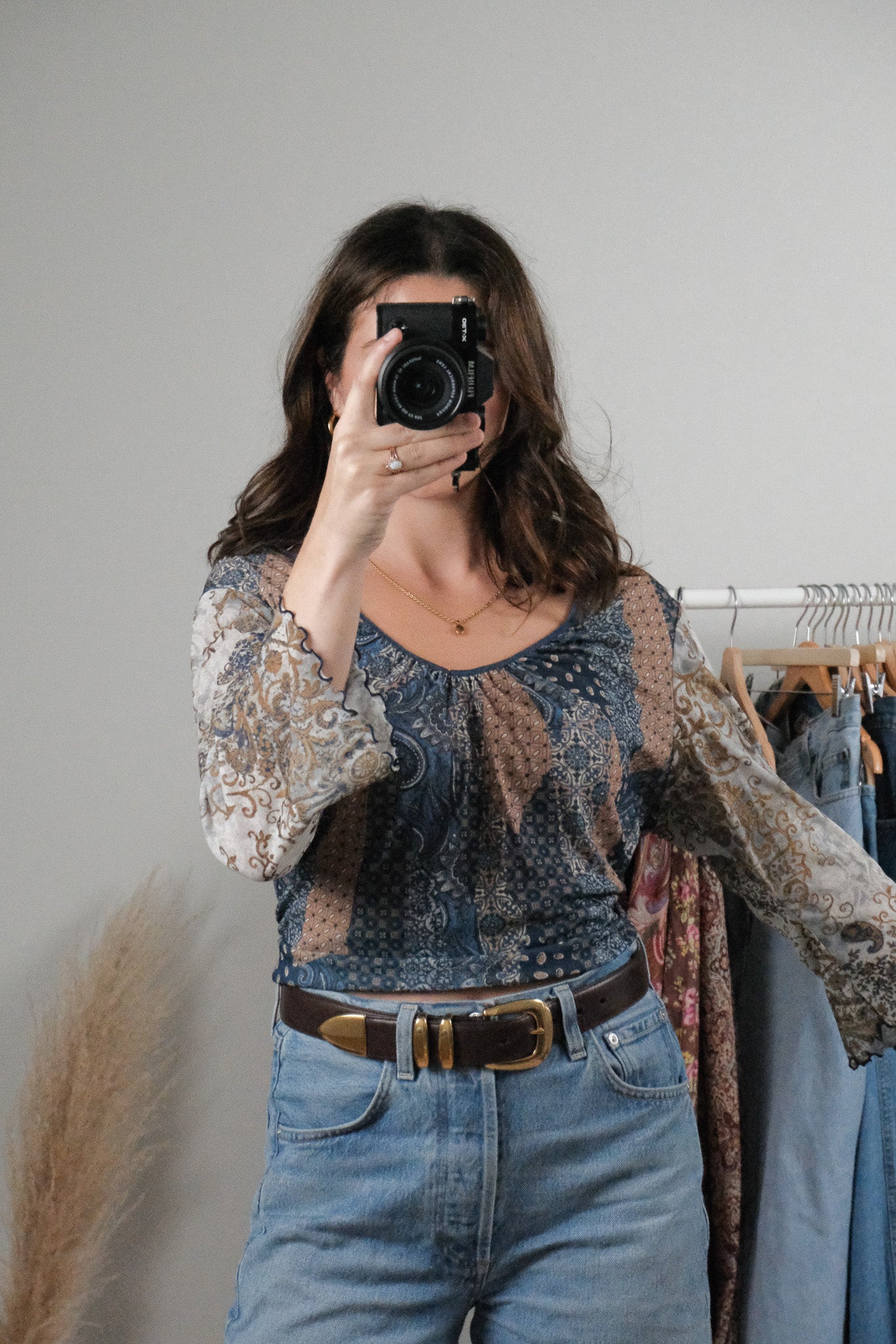 Made in Canada x Vintage x Patterned Blouse (L)