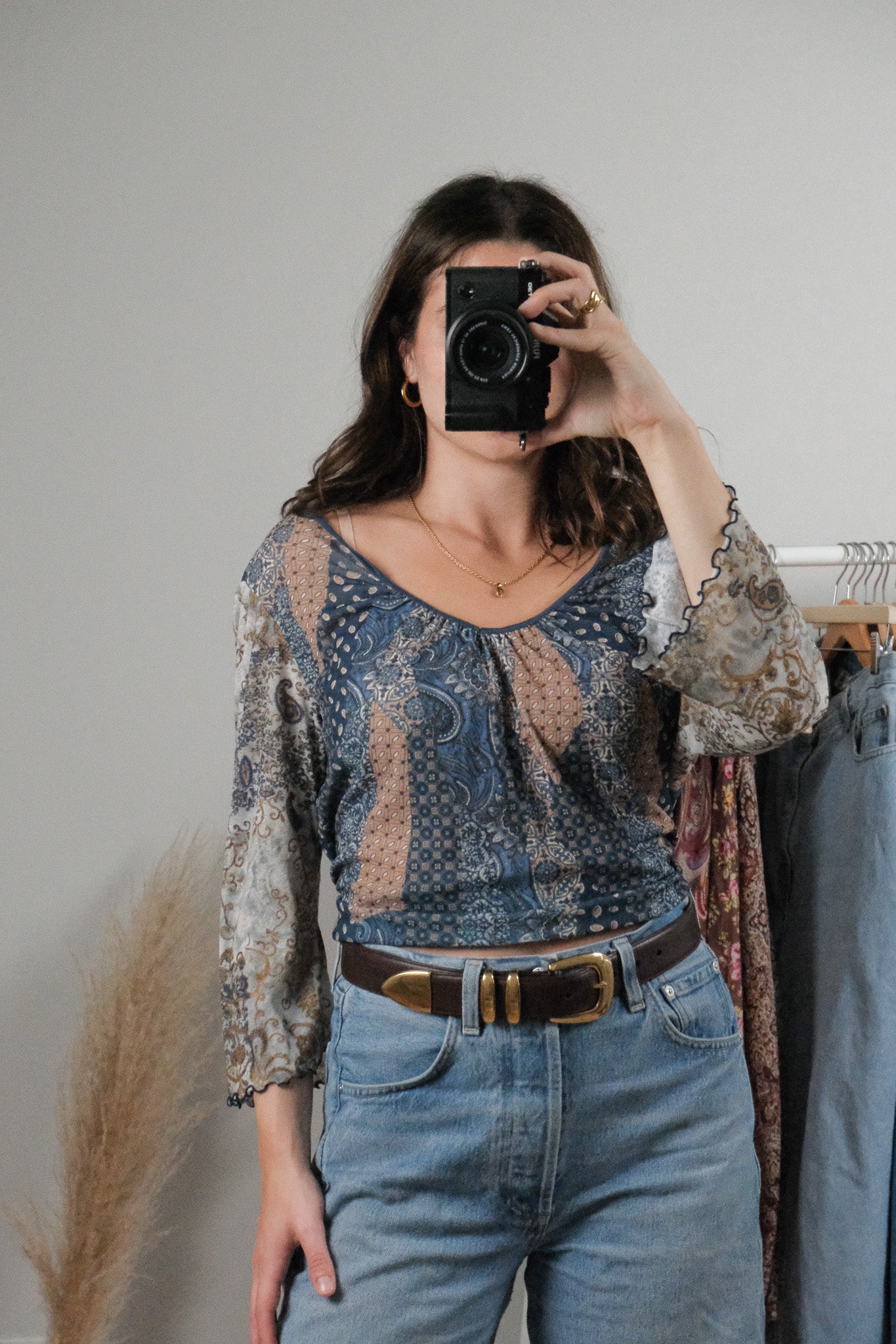 Made in Canada x Vintage x Patterned Blouse (L)
