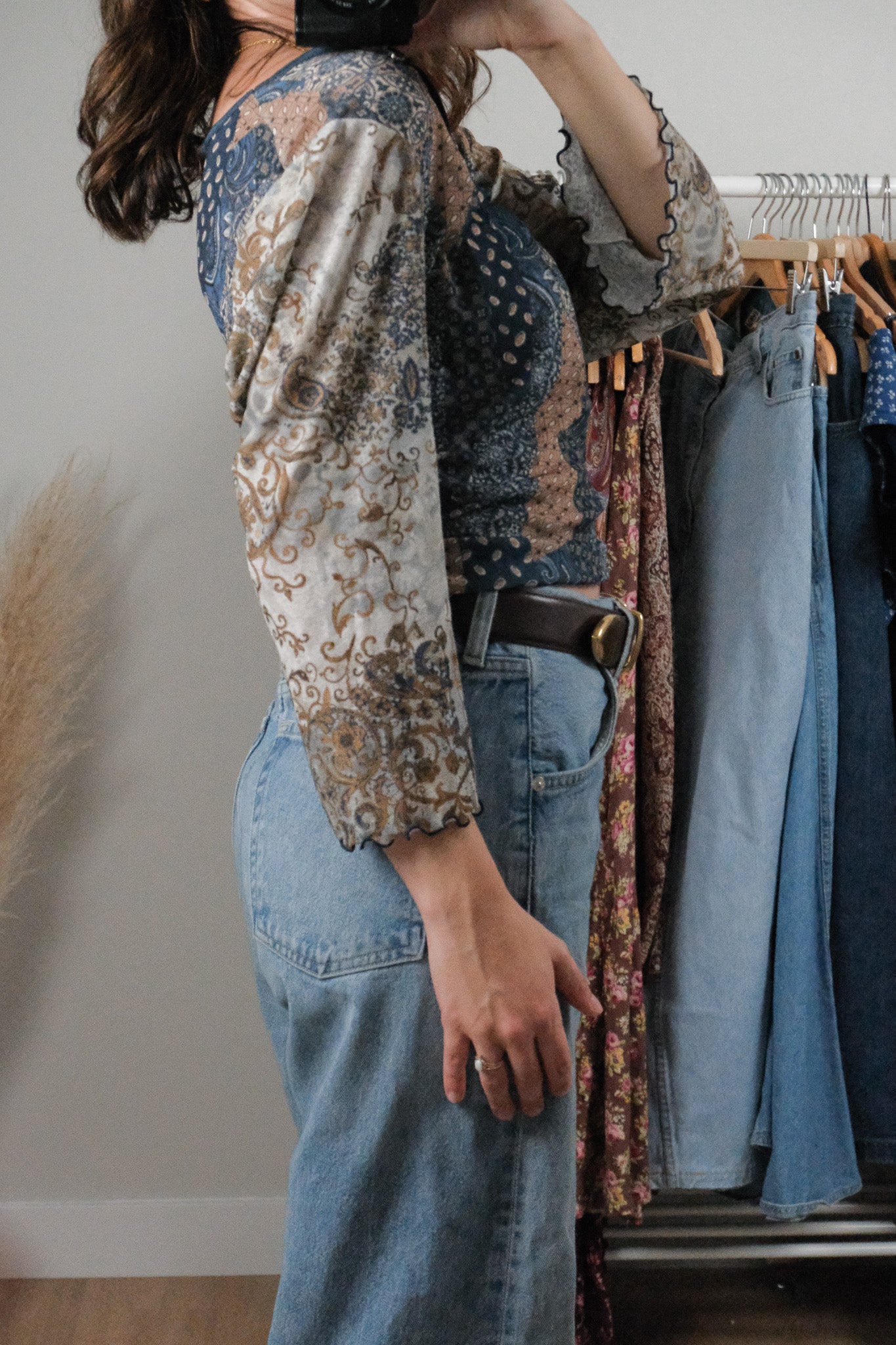 Made in Canada x Vintage x Patterned Blouse (L)