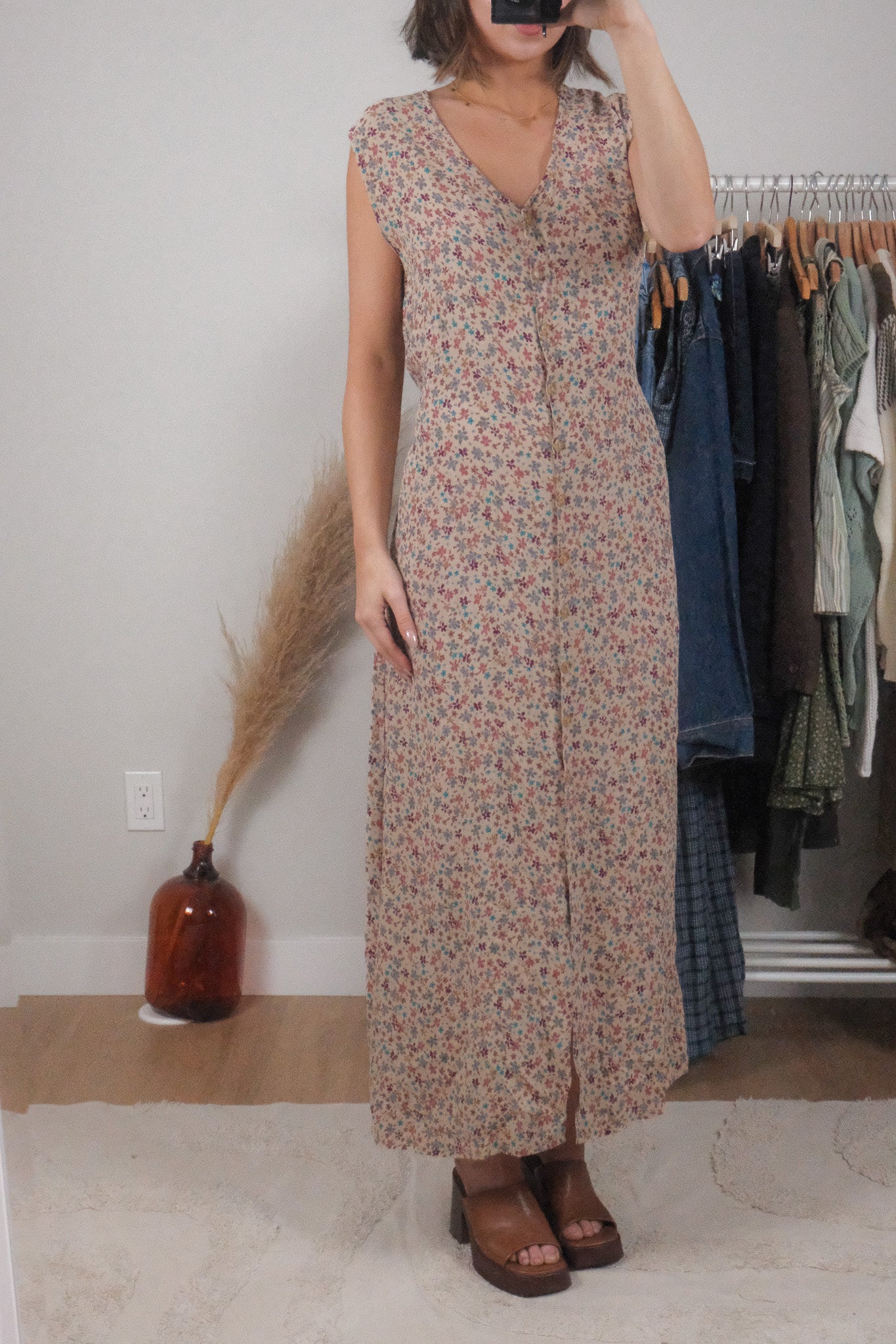 Vintage x Floral Maxi Dress (L/XL)
