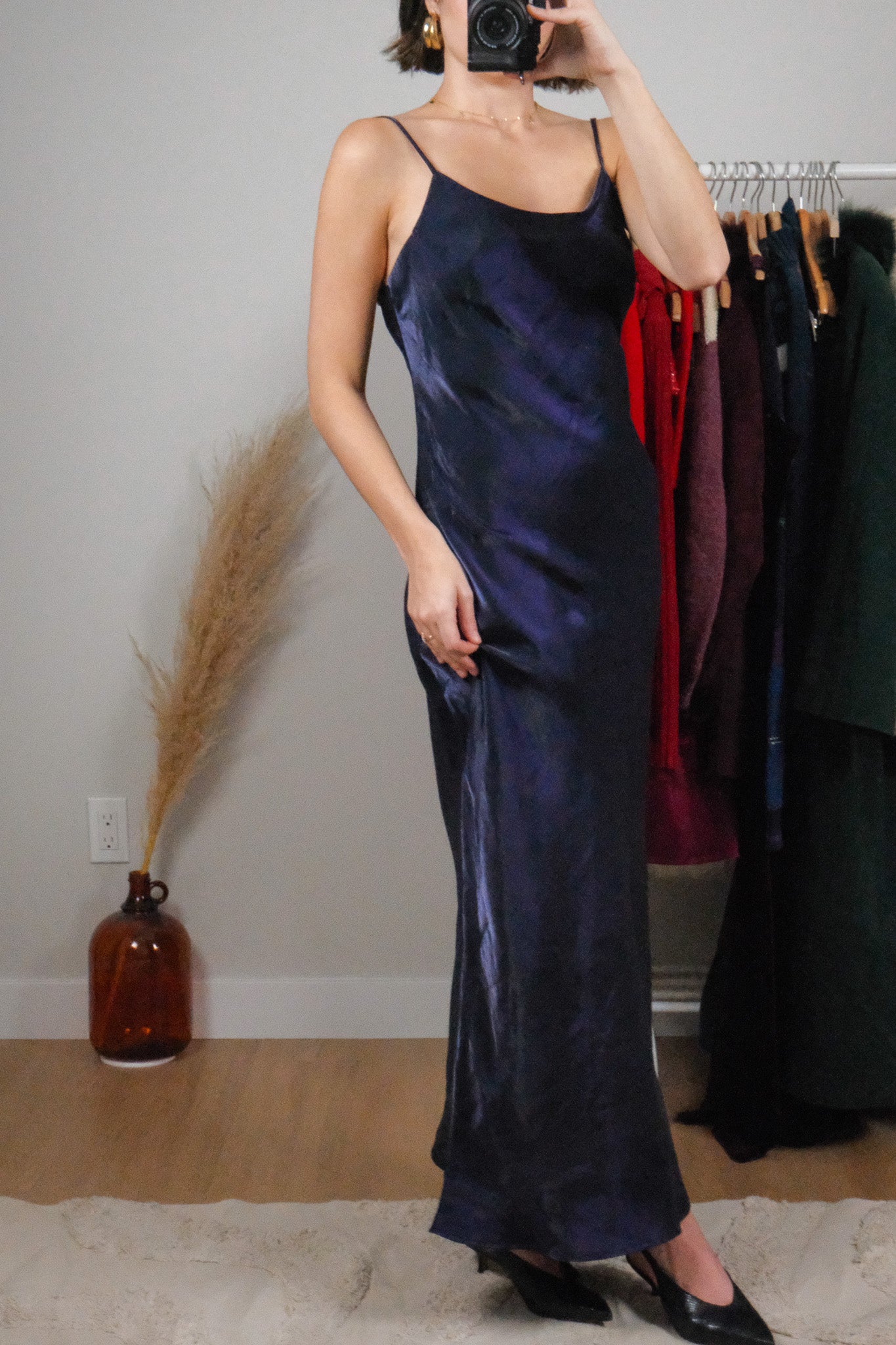 Made in Canada x Vintage x Iridescent Open Back With Beading Maxi Dress (8)