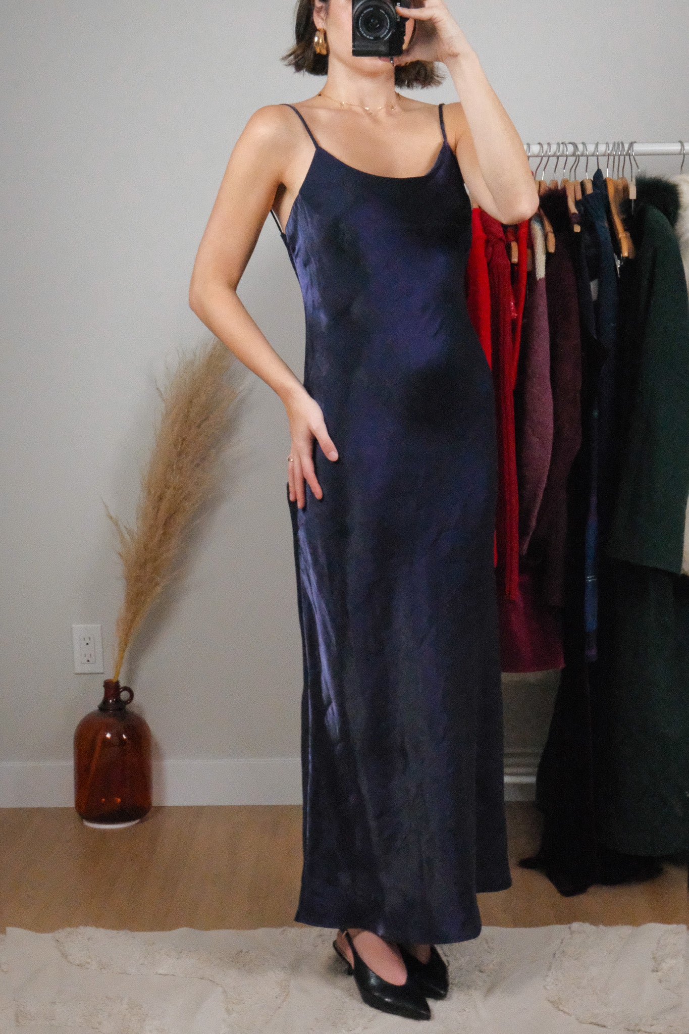 Made in Canada x Vintage x Iridescent Open Back With Beading Maxi Dress (8)