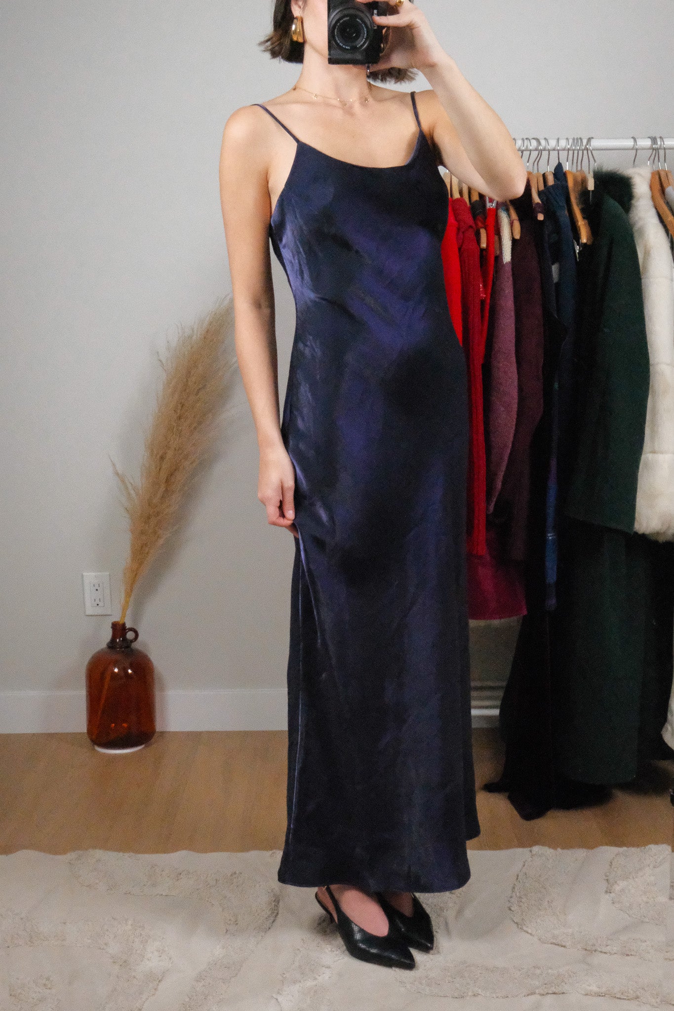 Made in Canada x Vintage x Iridescent Open Back With Beading Maxi Dress (8)