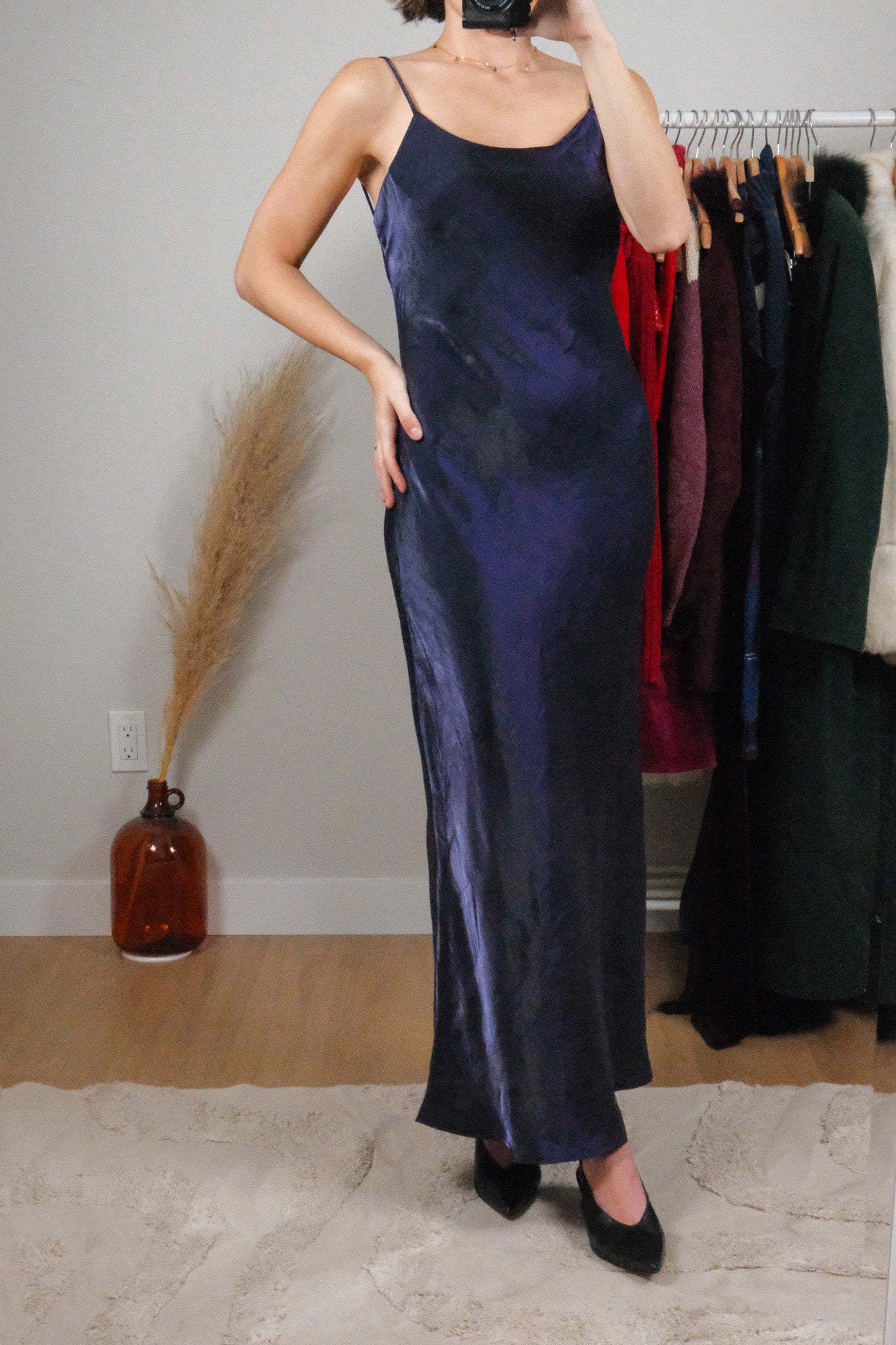 Made in Canada x Vintage x Iridescent Open Back With Beading Maxi Dress (8)