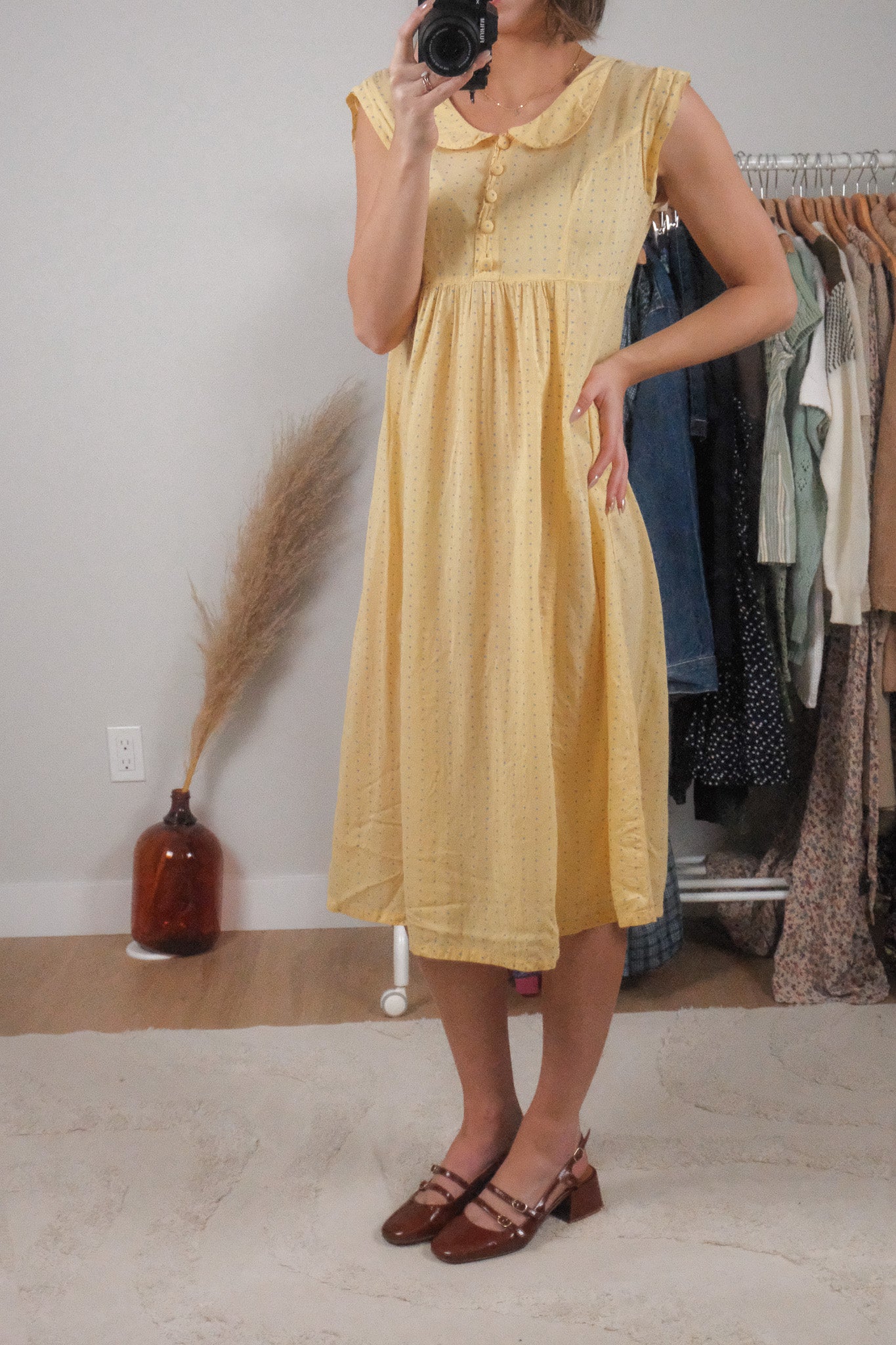 Vintage x April Cornell Polkadot Midi Dress (4-8)