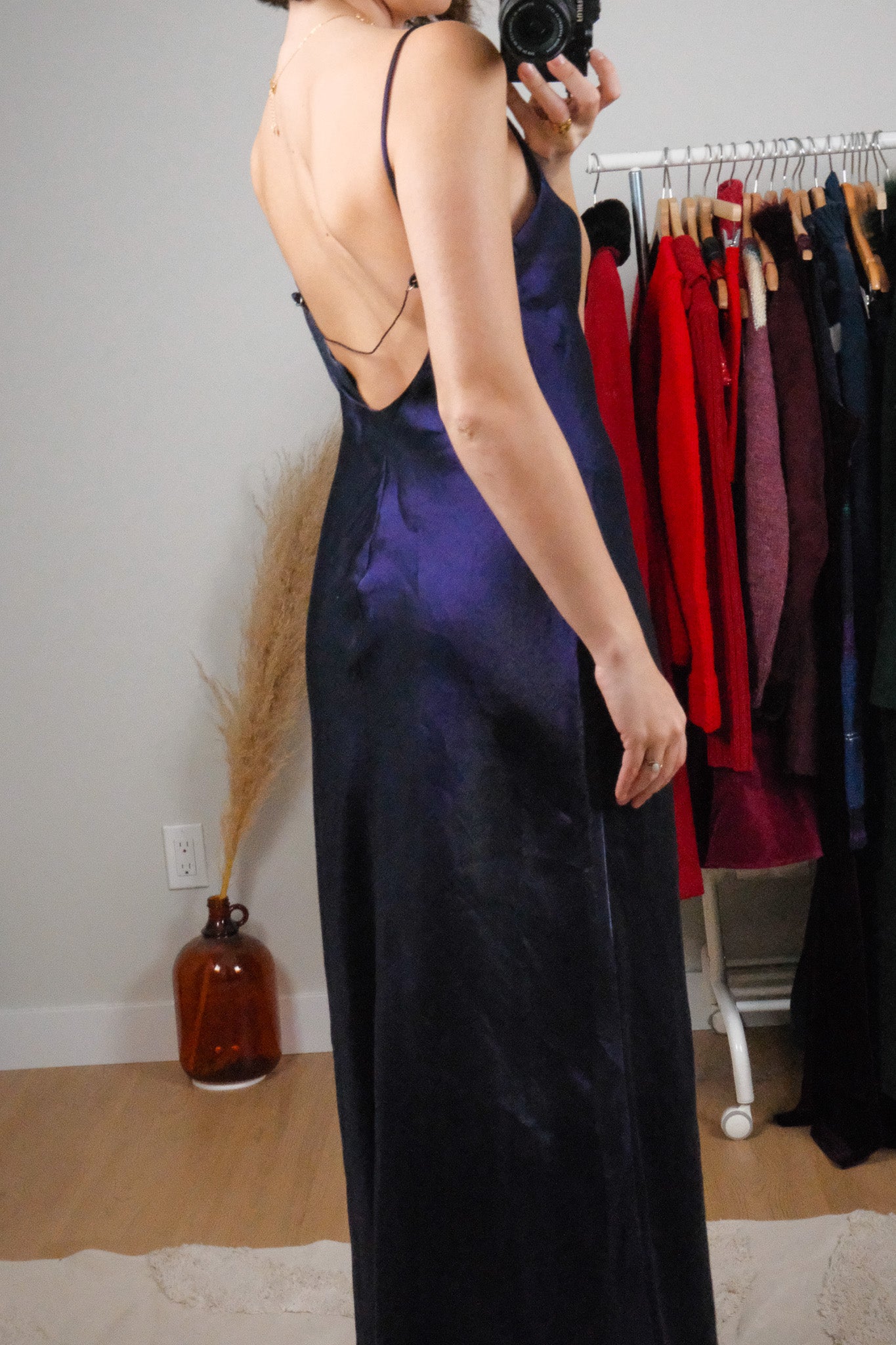 Made in Canada x Vintage x Iridescent Open Back With Beading Maxi Dress (8)