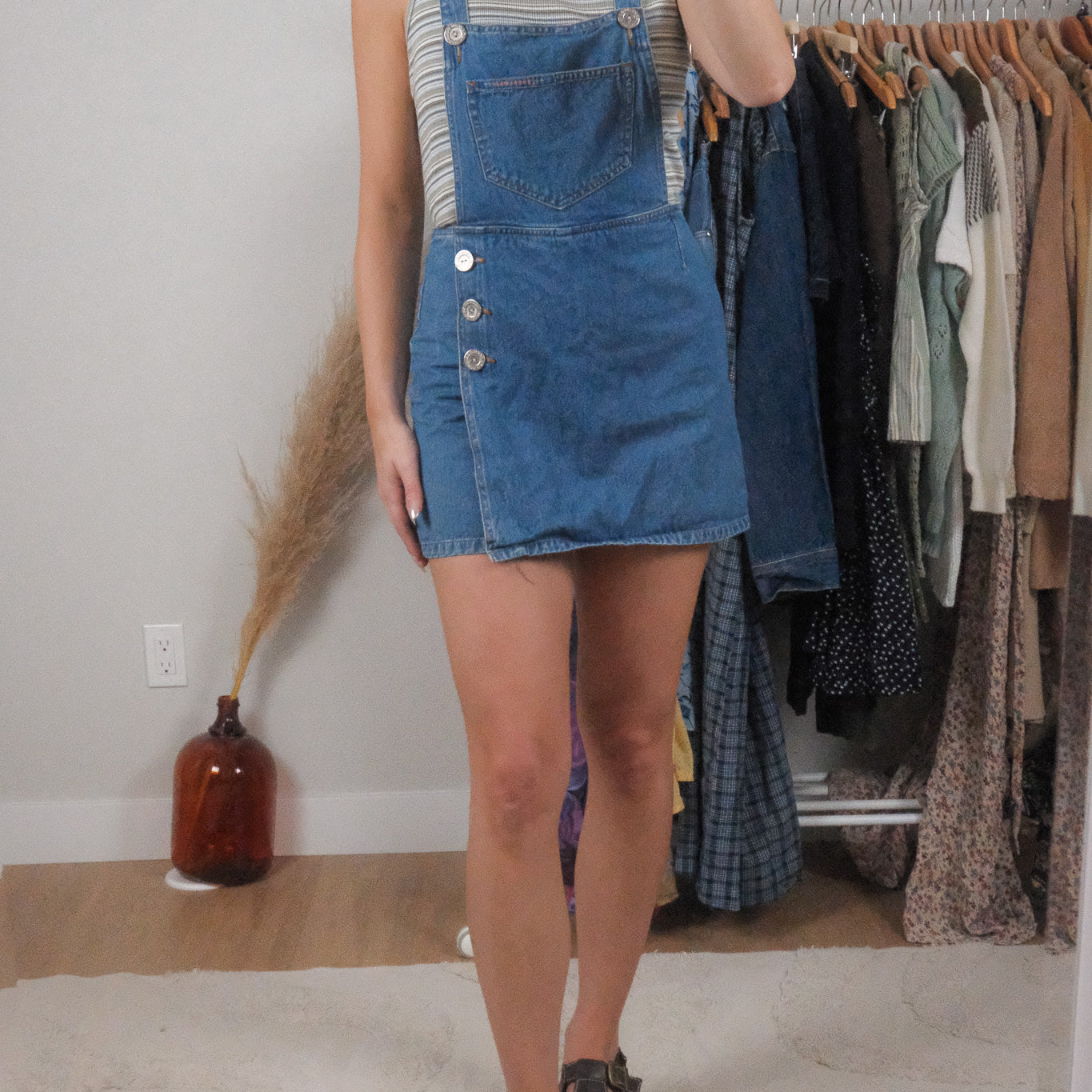 Vintage x Denim Overall Dress/Skort (XS/S)